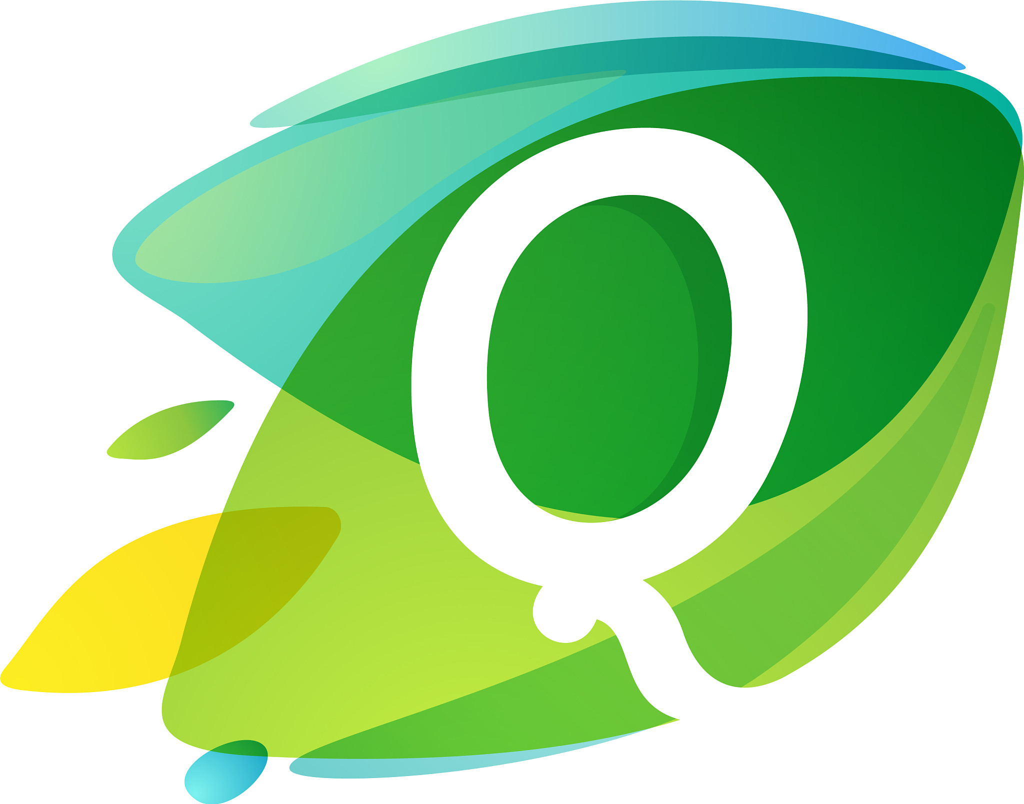 letter q logo in dynamic leaves intersection shape