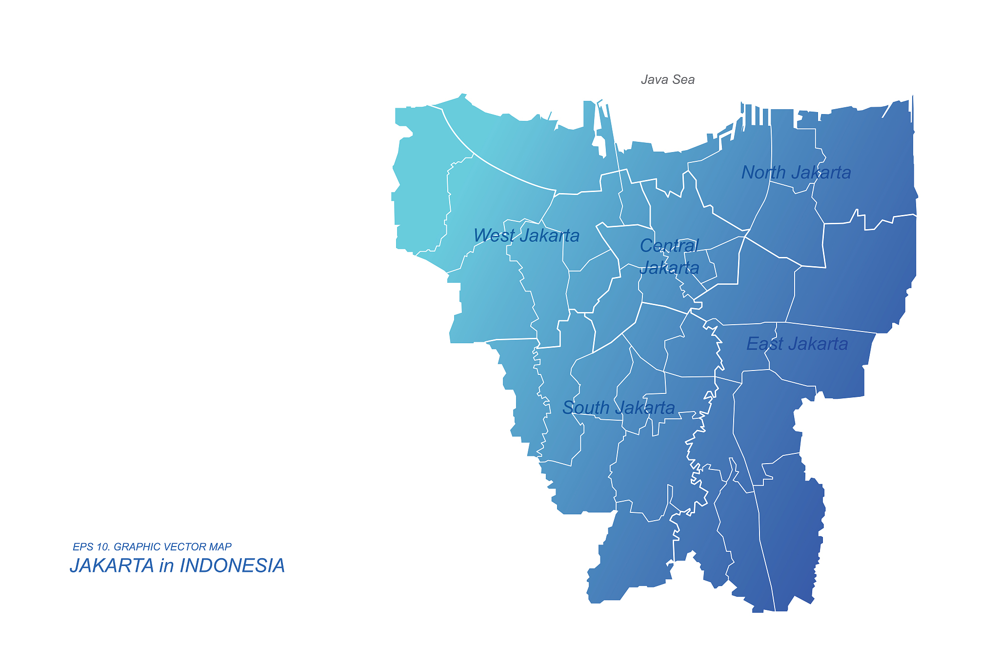 jakarta, indonesia map. asian country vector map.