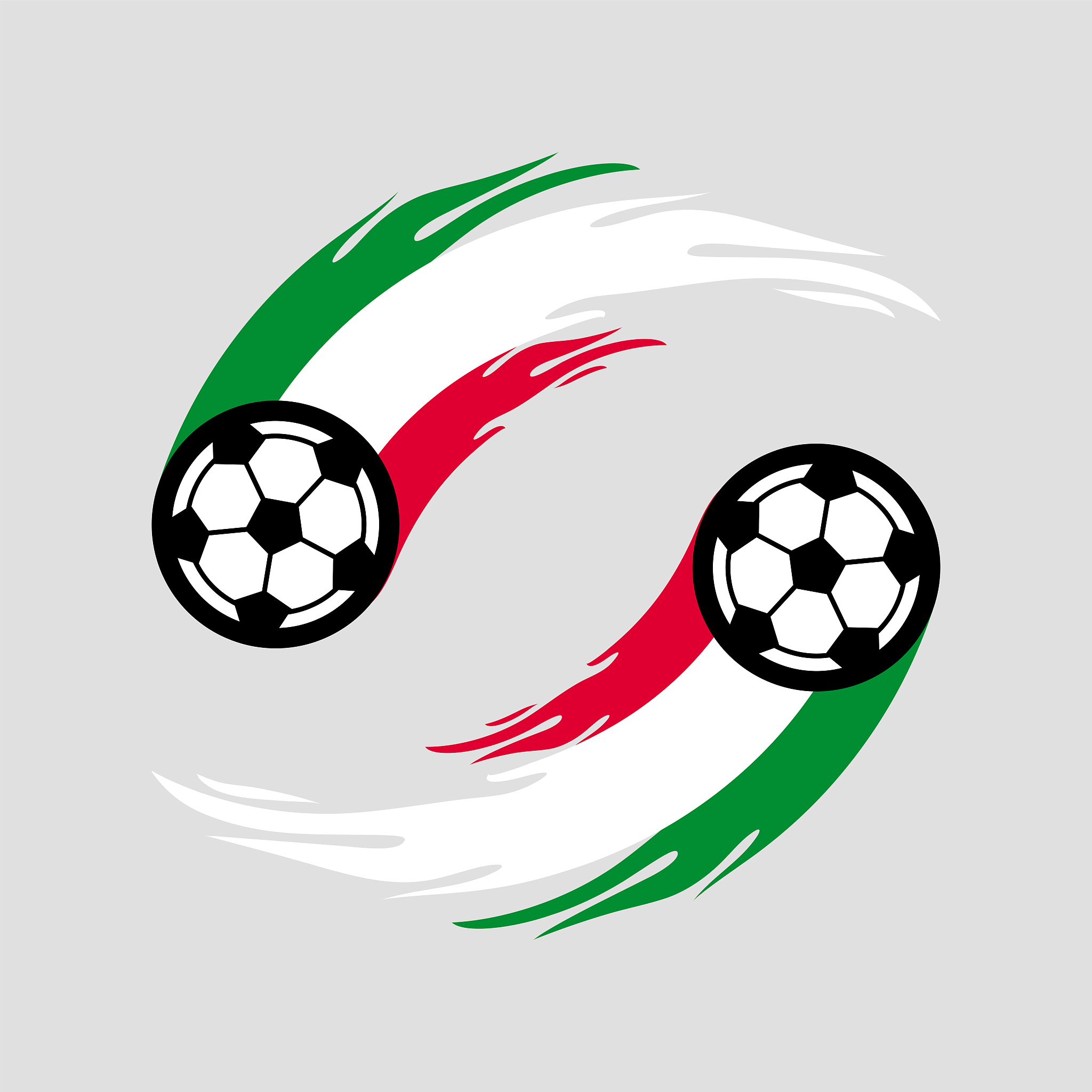soccer or football with fire tail in italy flag.