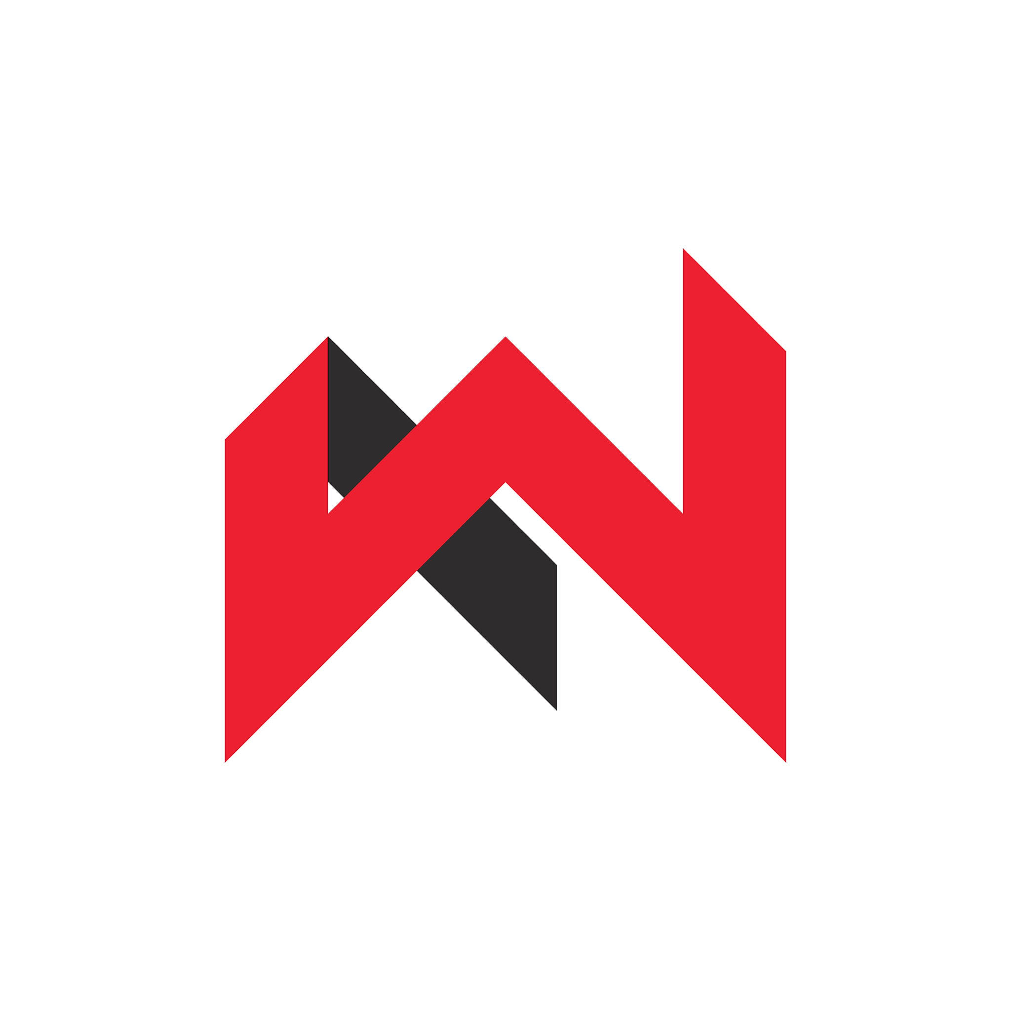 letter w simple geometric shadow logo