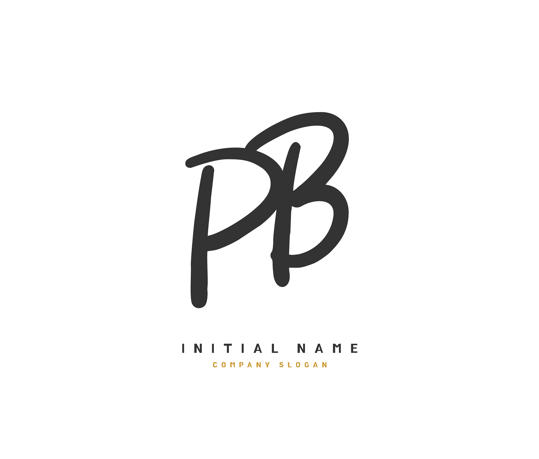 p b pb beauty initial logo handwriting logo of
