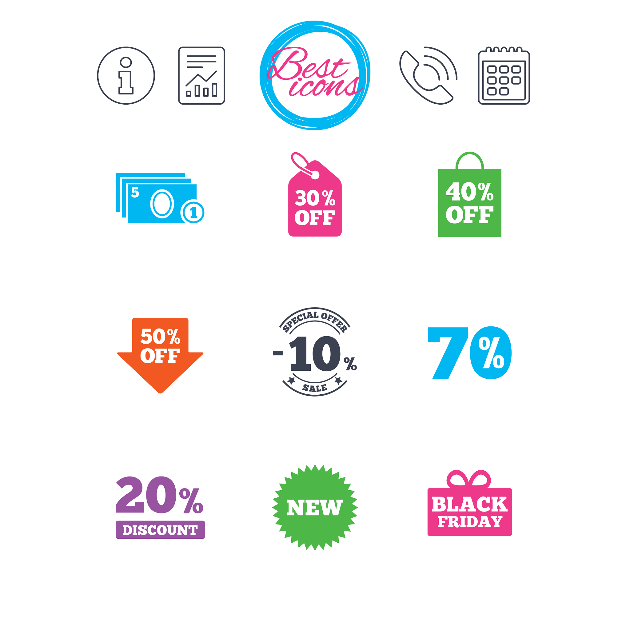sale discounts icon shopping deal signs