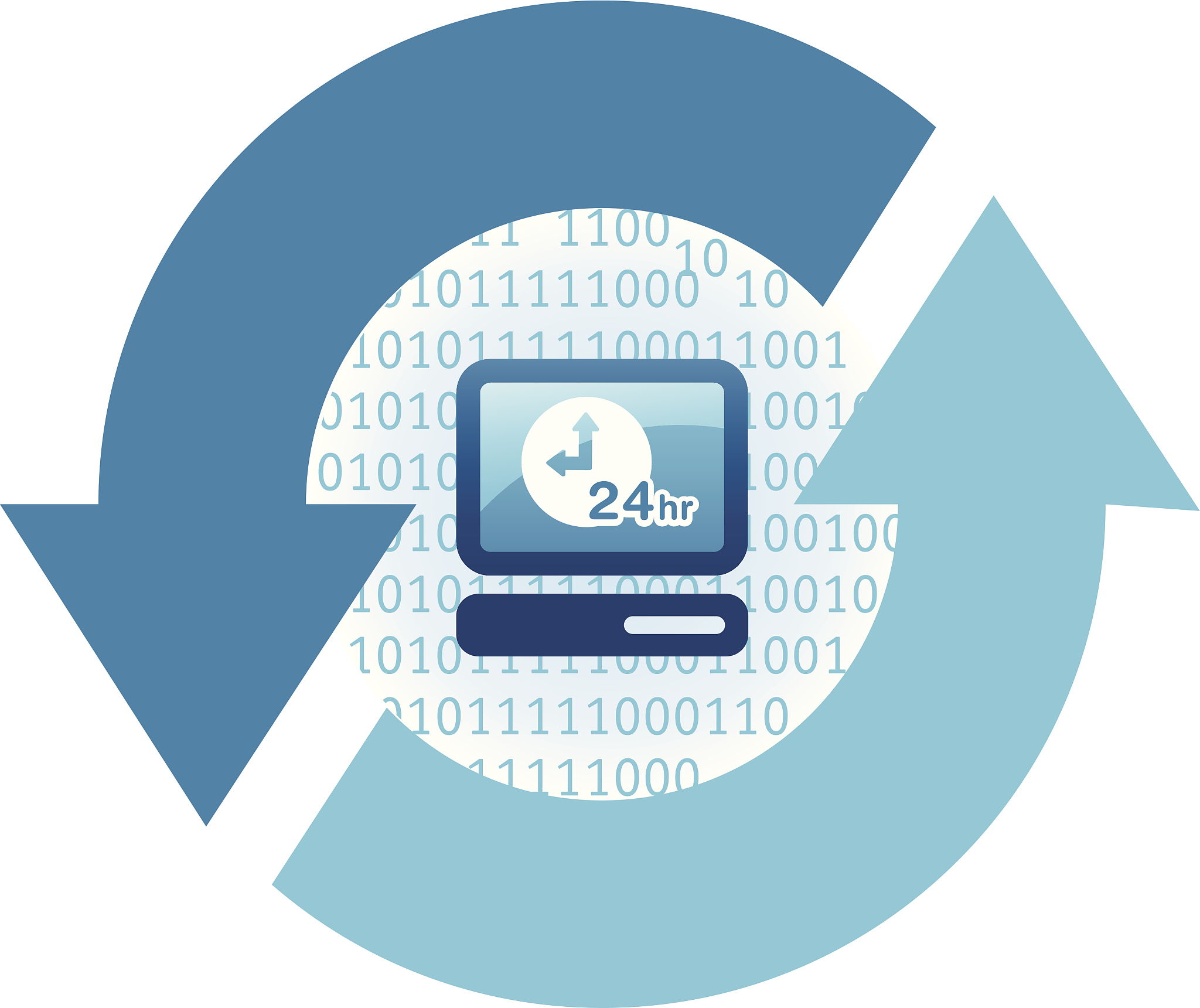 computer support icon with refresh arrows