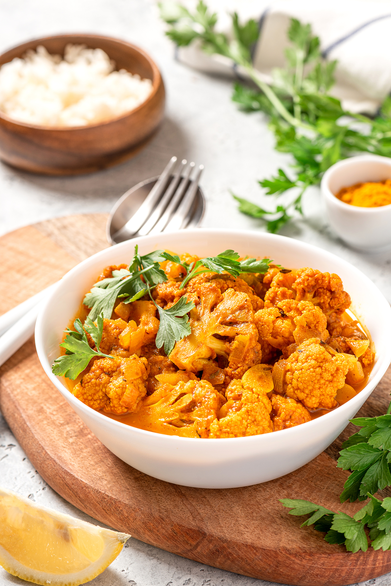curry roasted cauliflower.