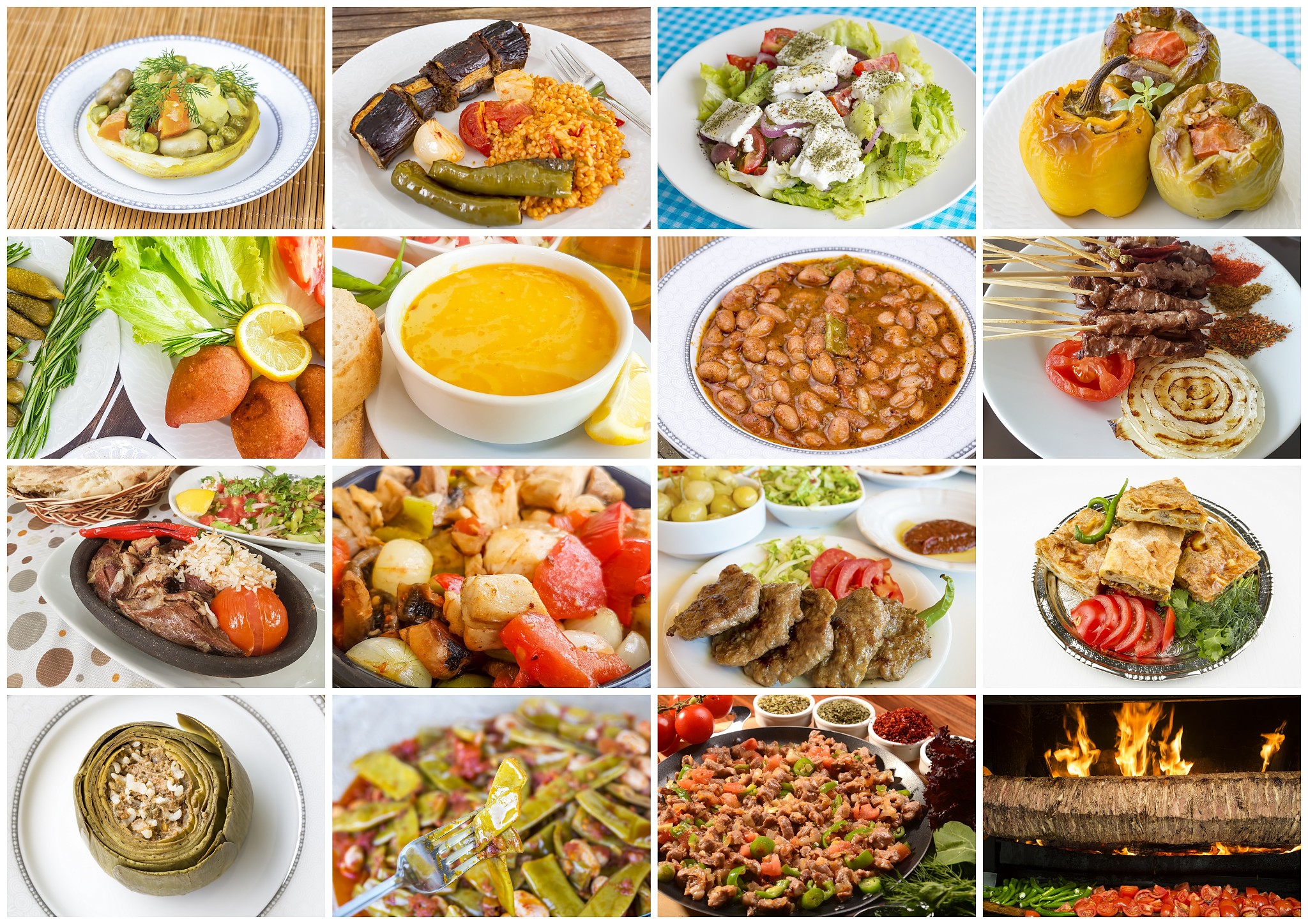 traditional delicious different turkish foods collage. rich menu