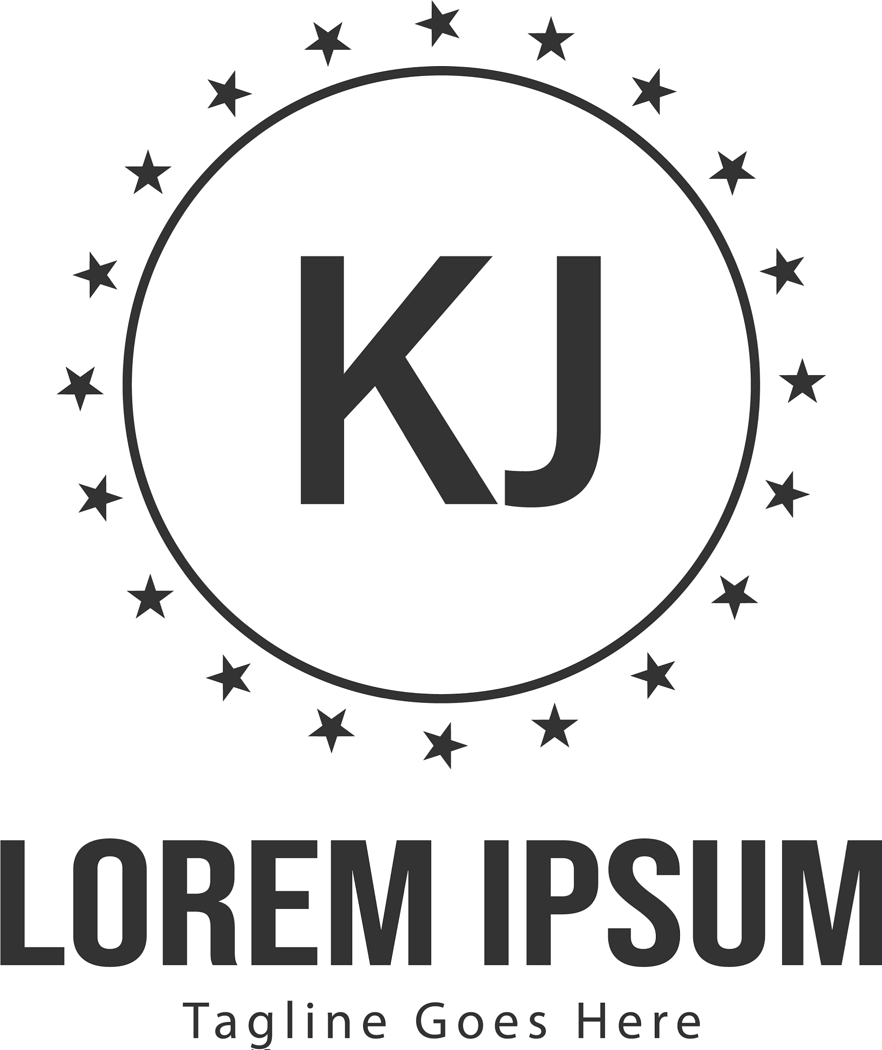 initial kj logo template with modern frame