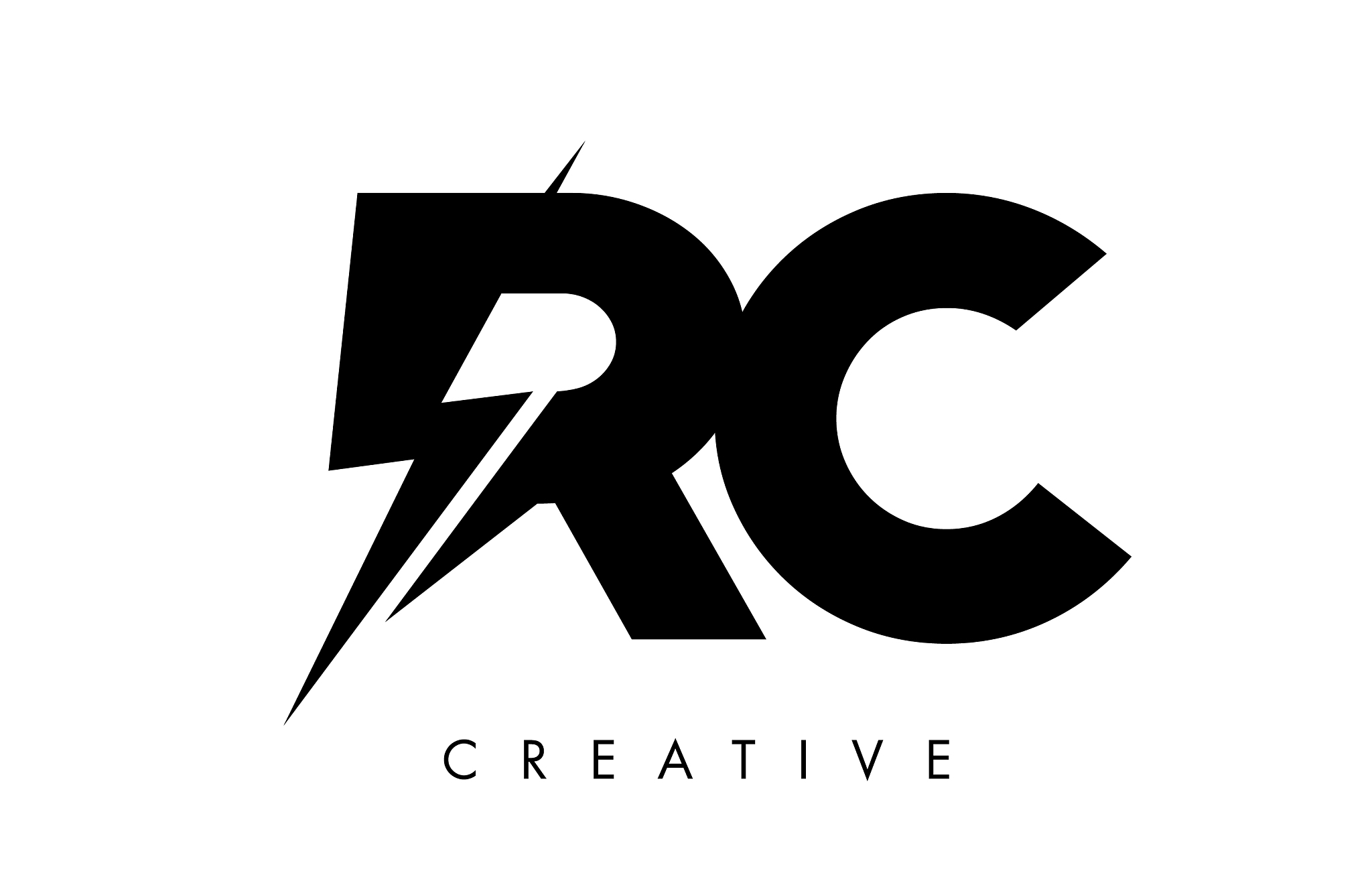 rc letter logo design with lighting thunder bolt
