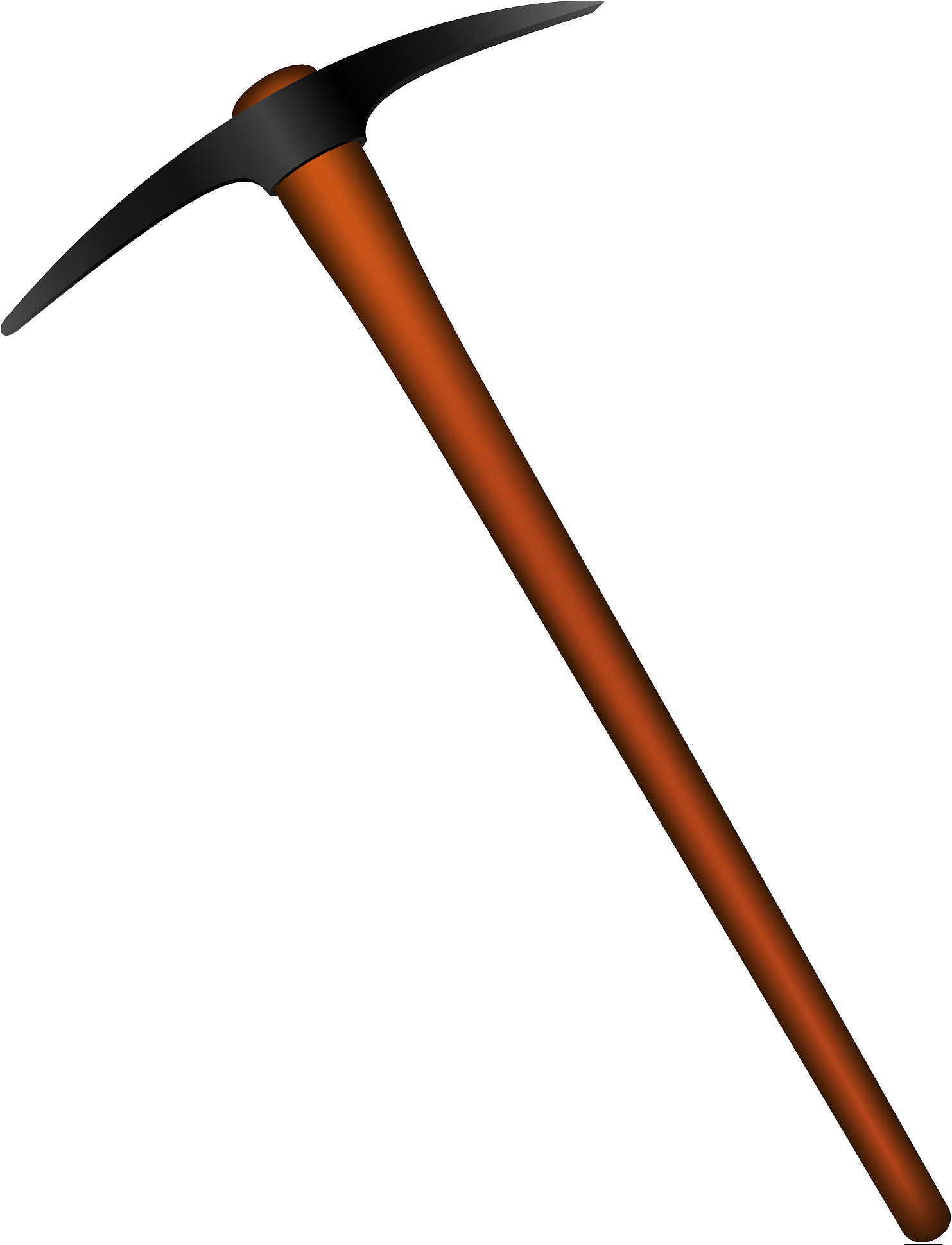 mattock in black design with wooden handle