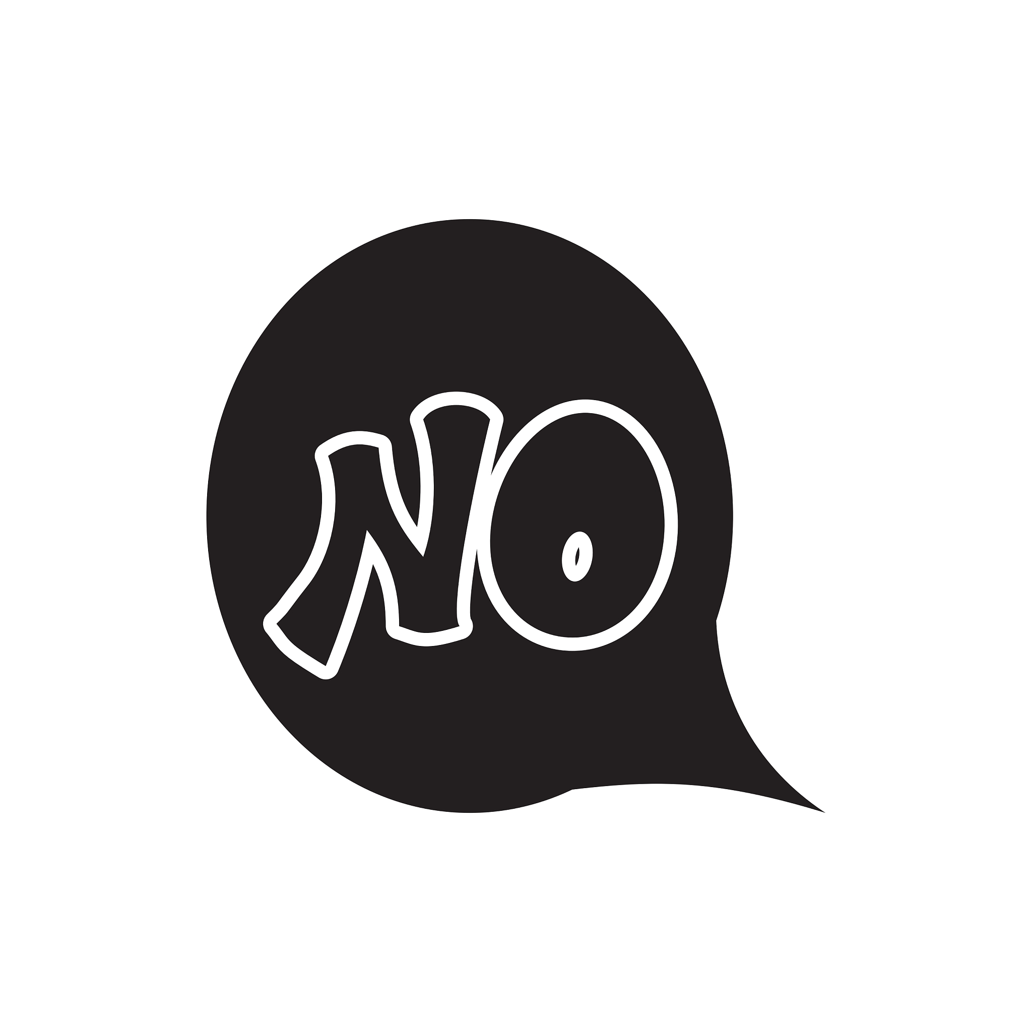 word no in bubble speech icon simple style
