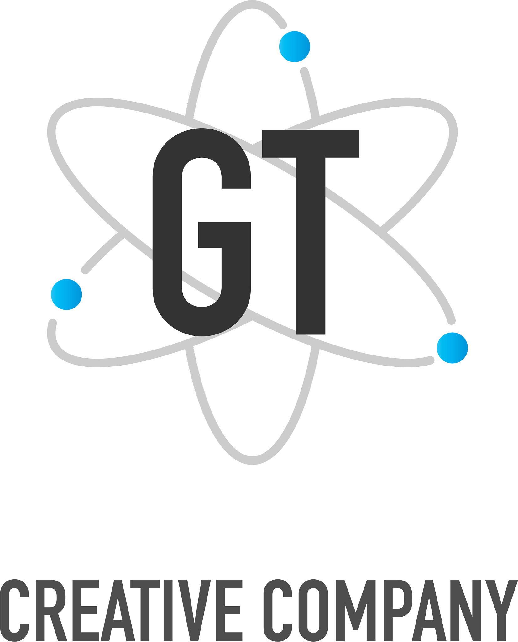 initial letter gt atom neutron design logo