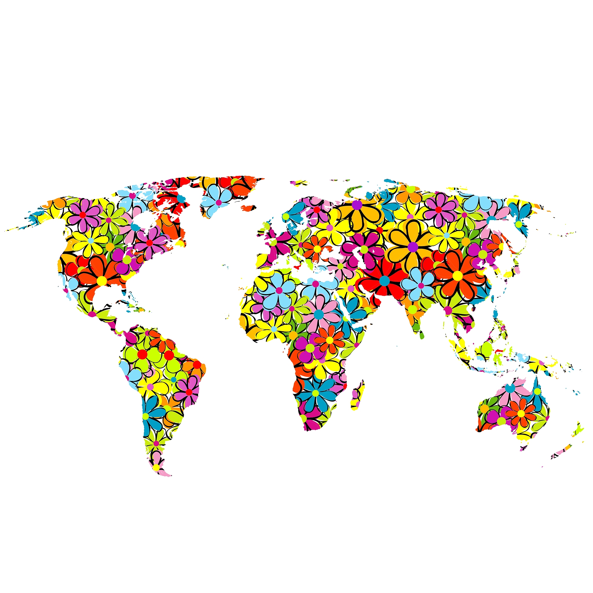 floral world map