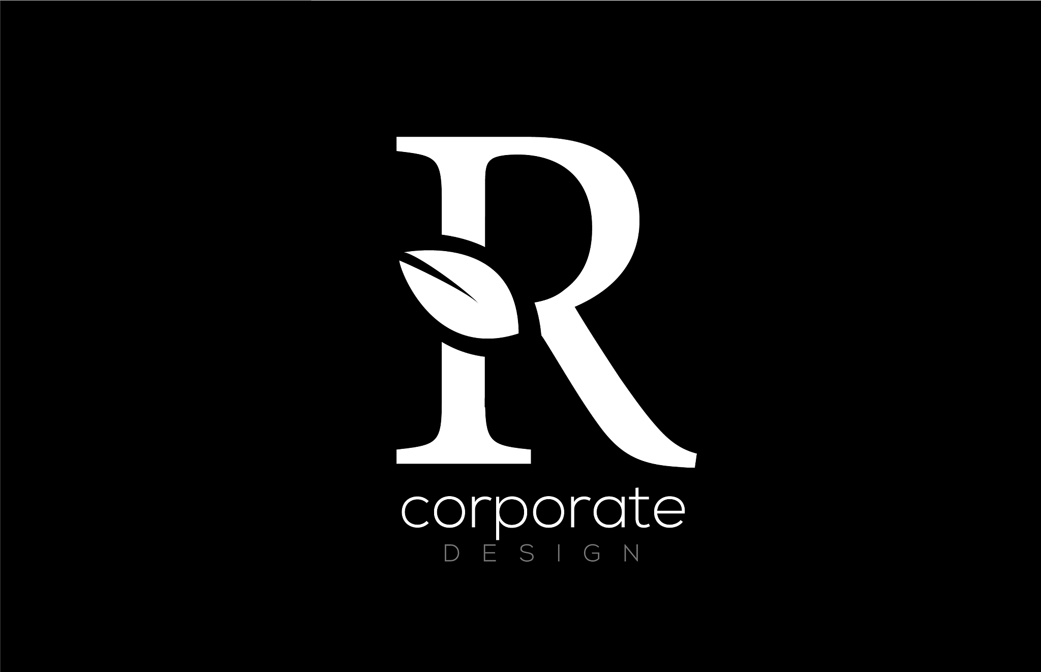 black and white r letter alphabet leaf logo icon