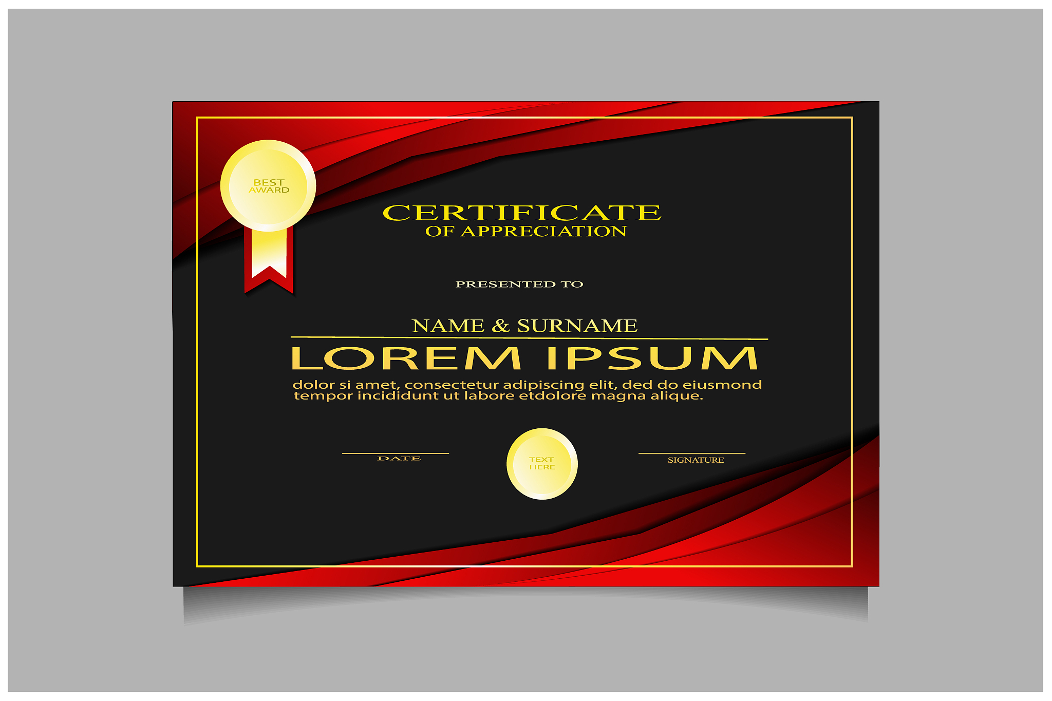 creative luxury certificate of appretiation award template with 