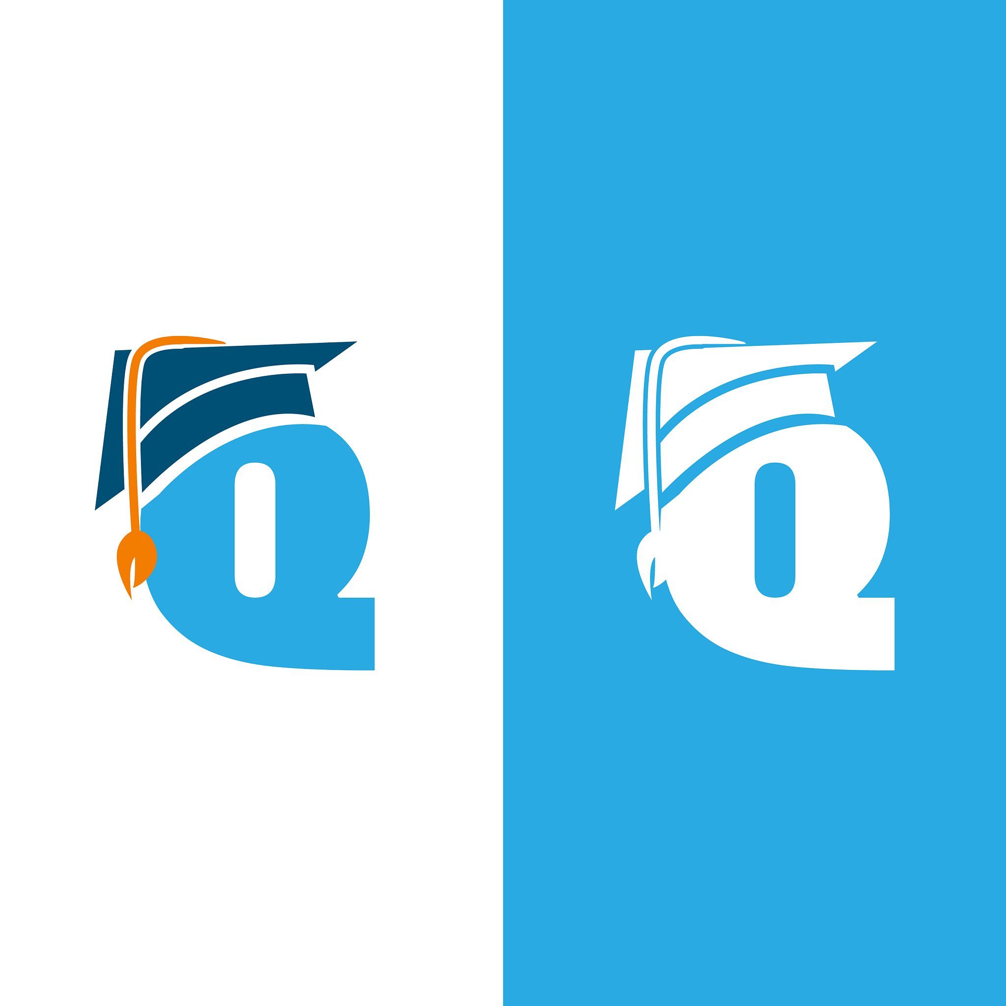 initial letter q with graduation hat