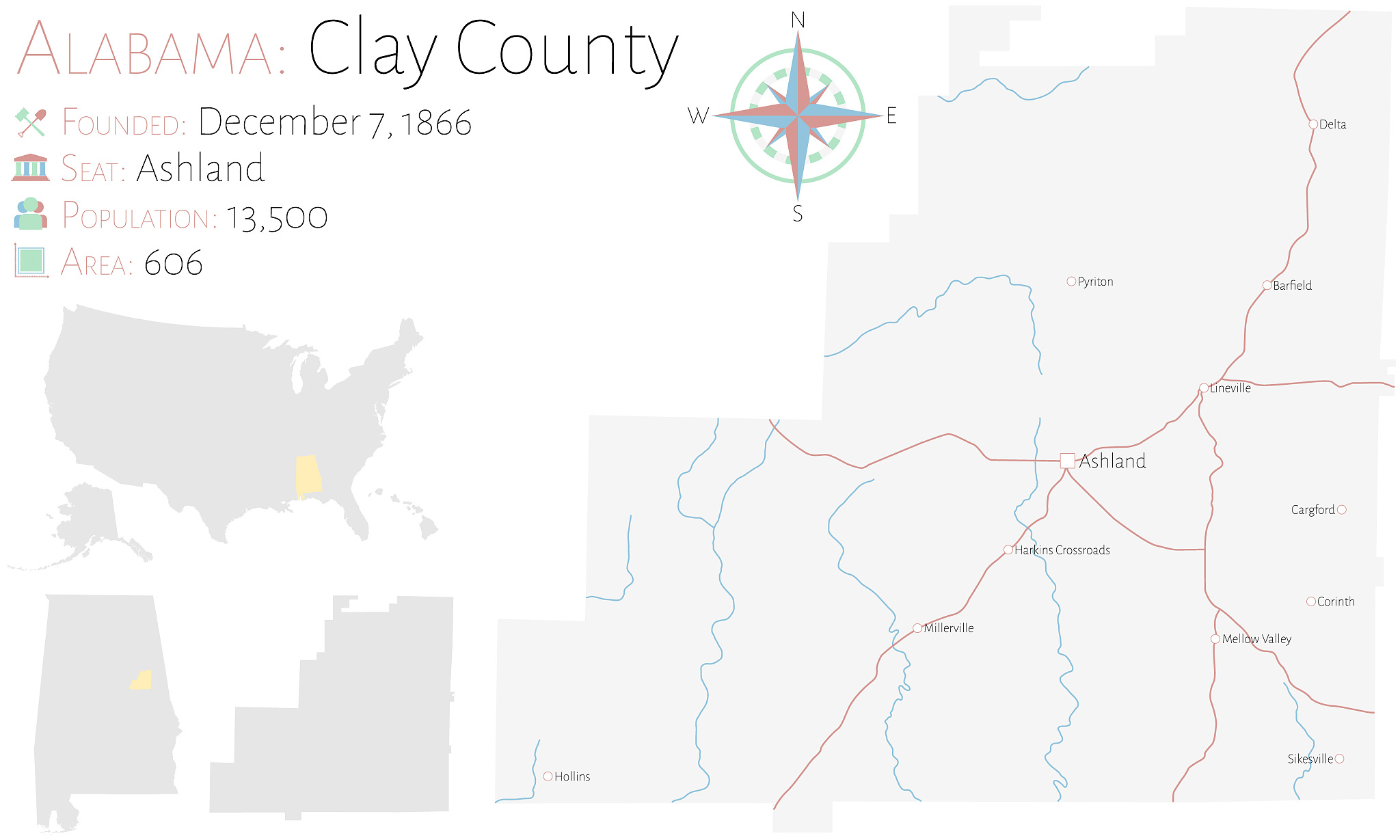 map of clay county in alabama