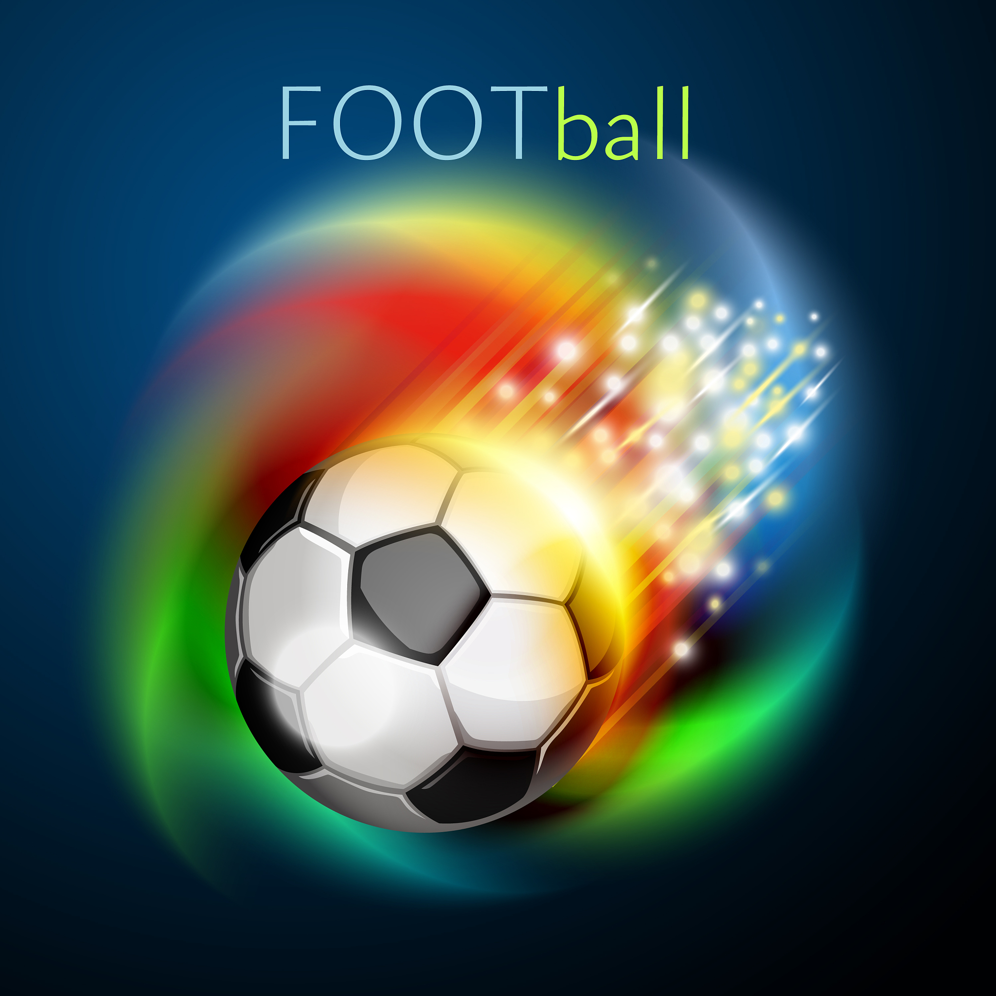 football ball flying over rainbow