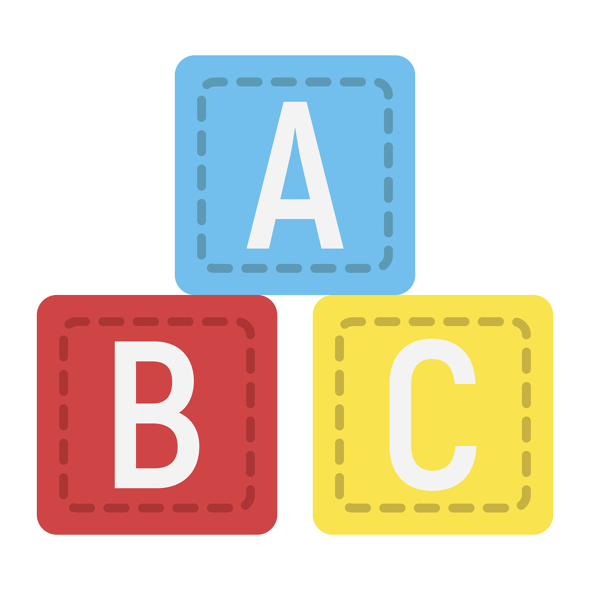 abc blocks flat icon, alphabet cubes and education, vector graph
