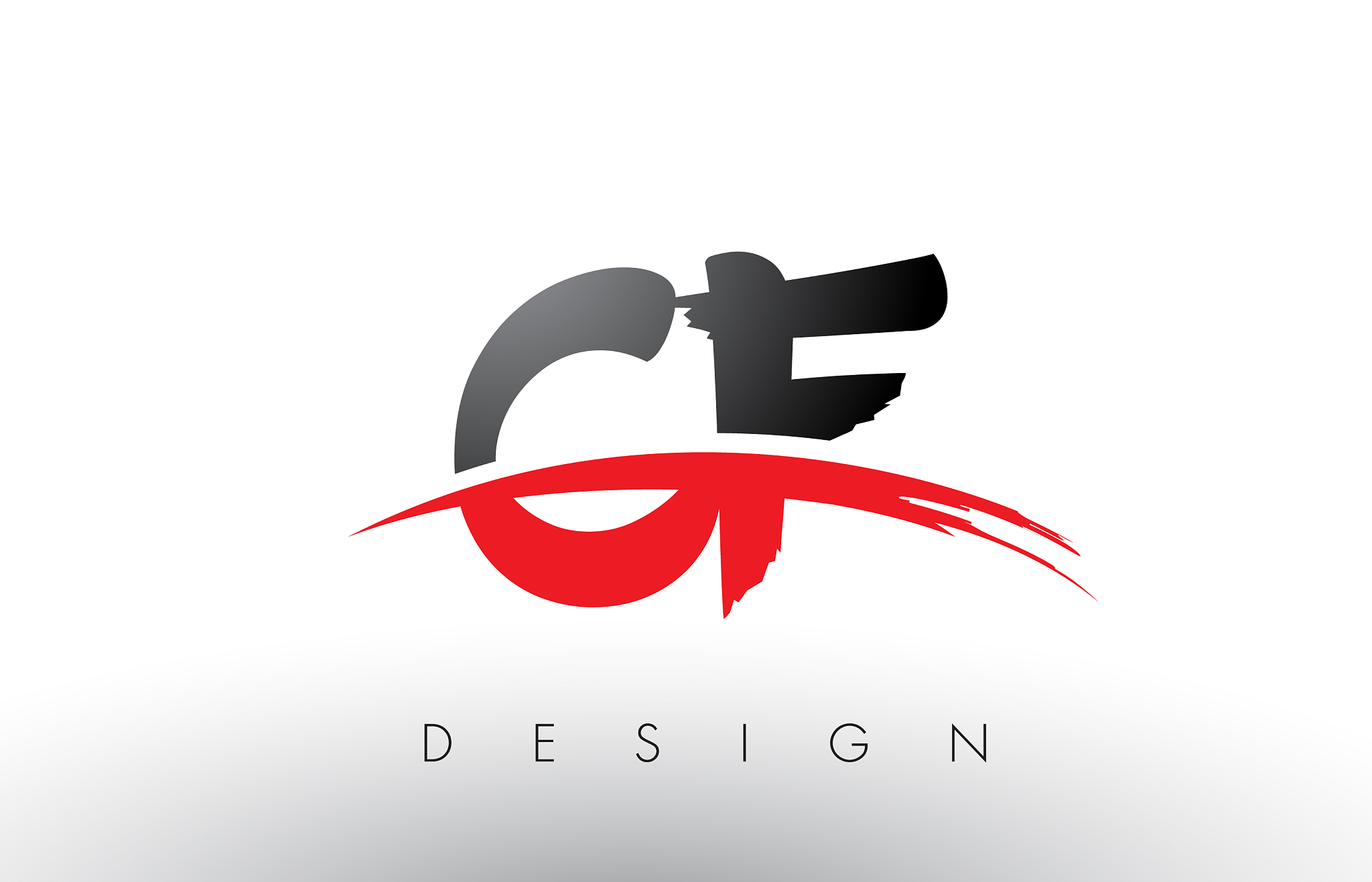 cf c f brush logo letters with red and black