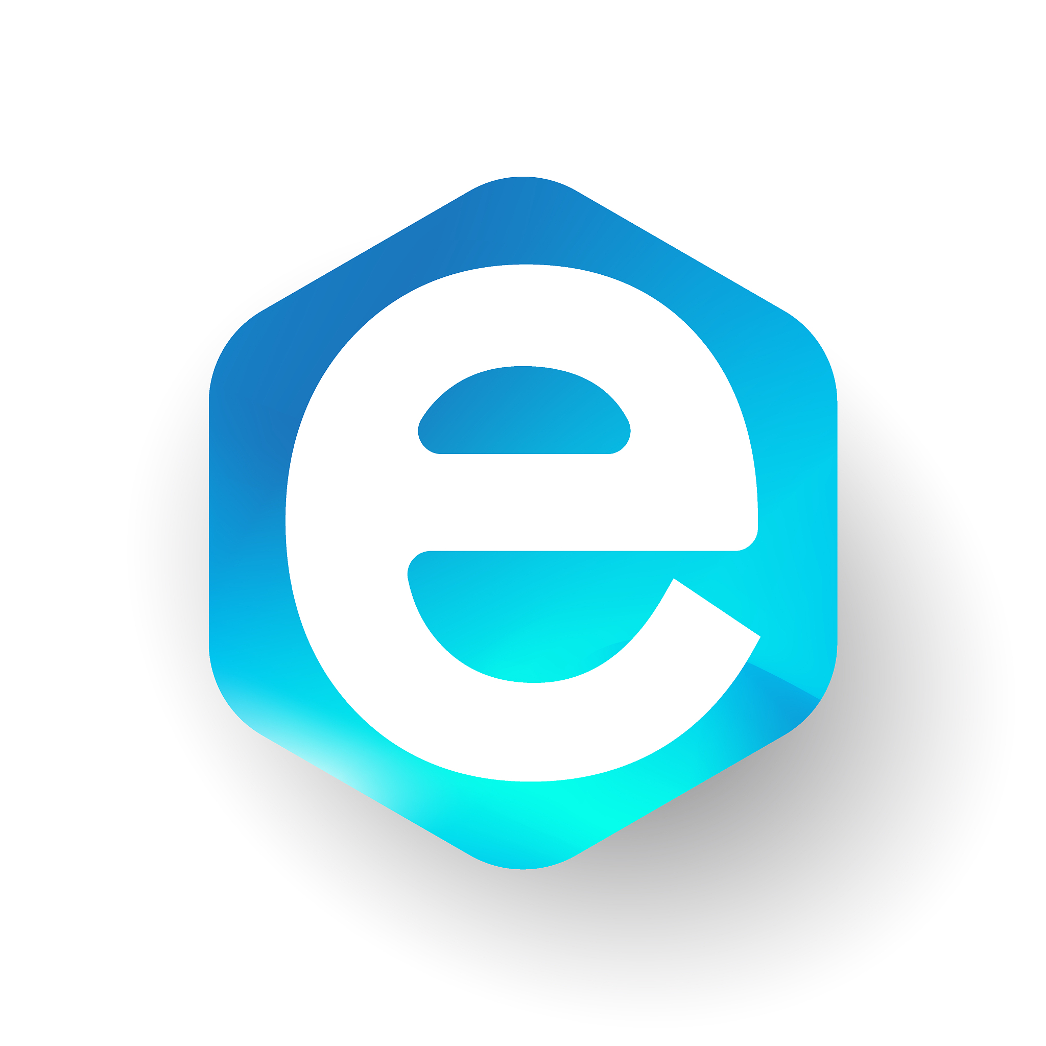 logotype in hexagon shape and colorful background
