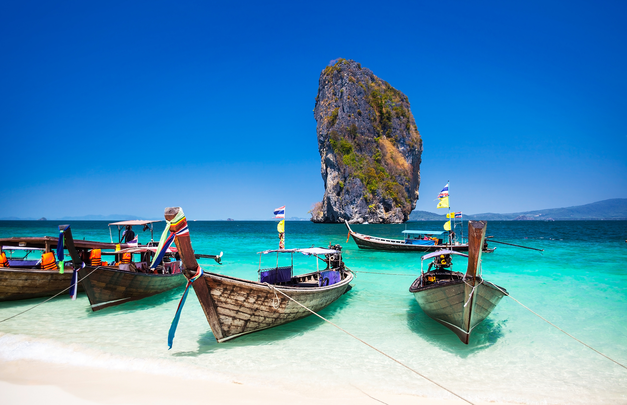 boat on the beach at phuket island, tourist attraction, thailand