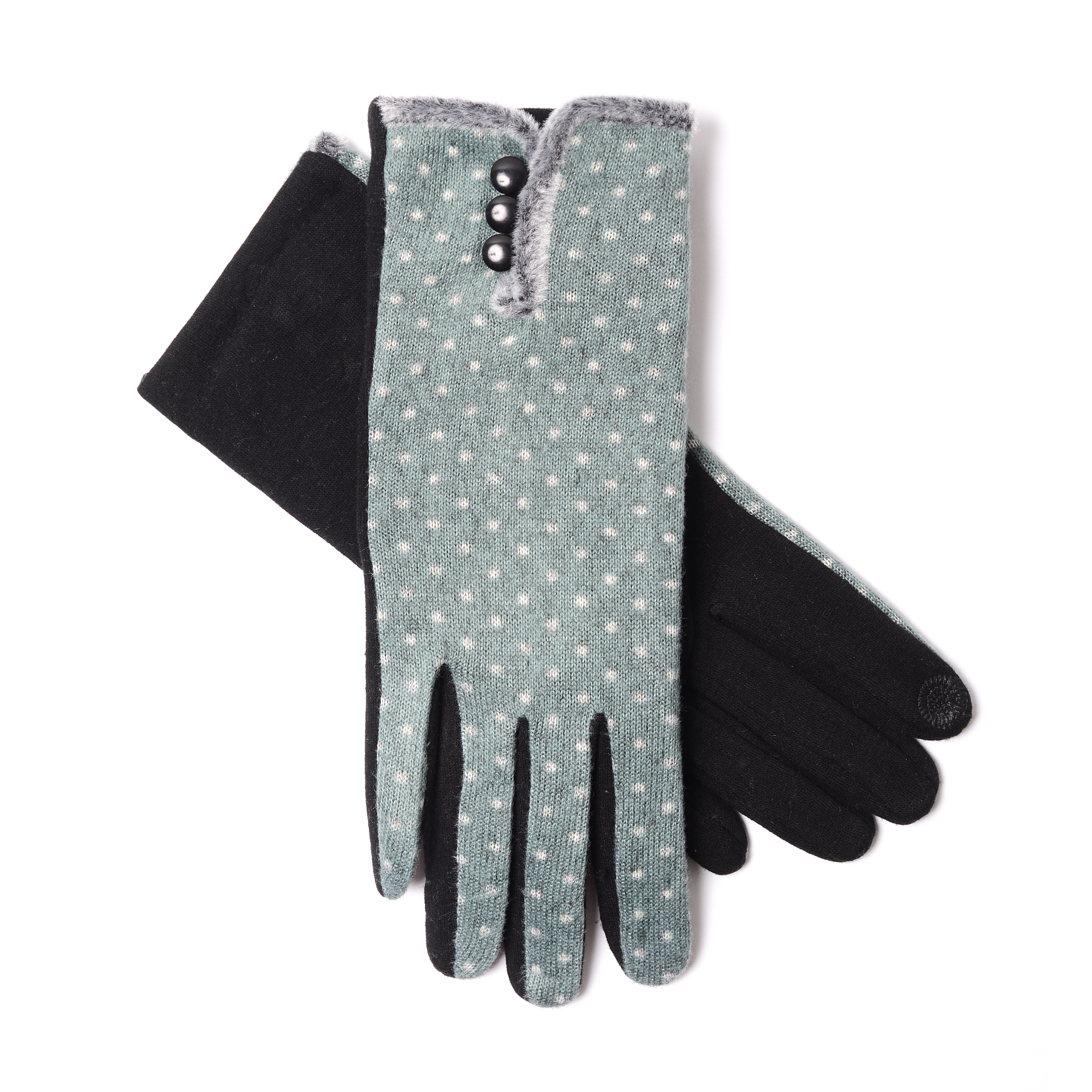 women's gloves with polka dots isolated on white