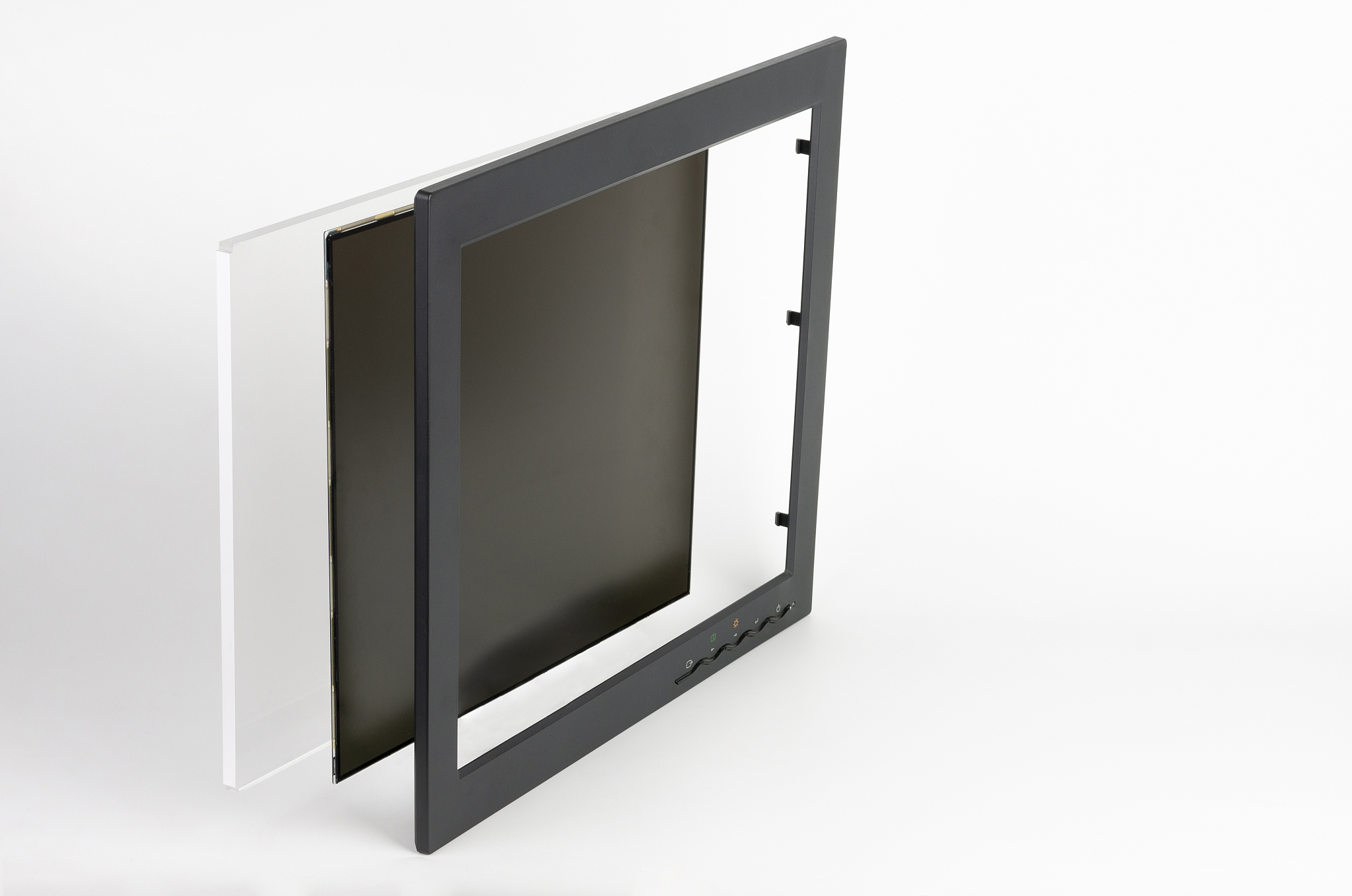 three part of lcd monitor, first  plastic frame,  the second  pa