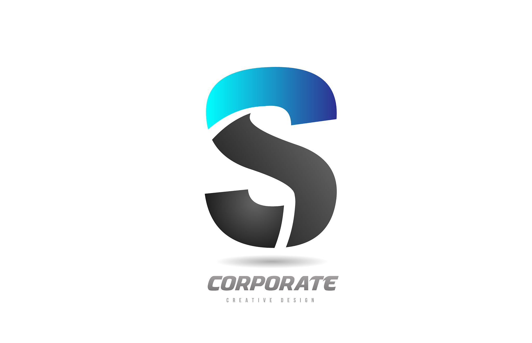 blue black alphabet letter s logo icon design for