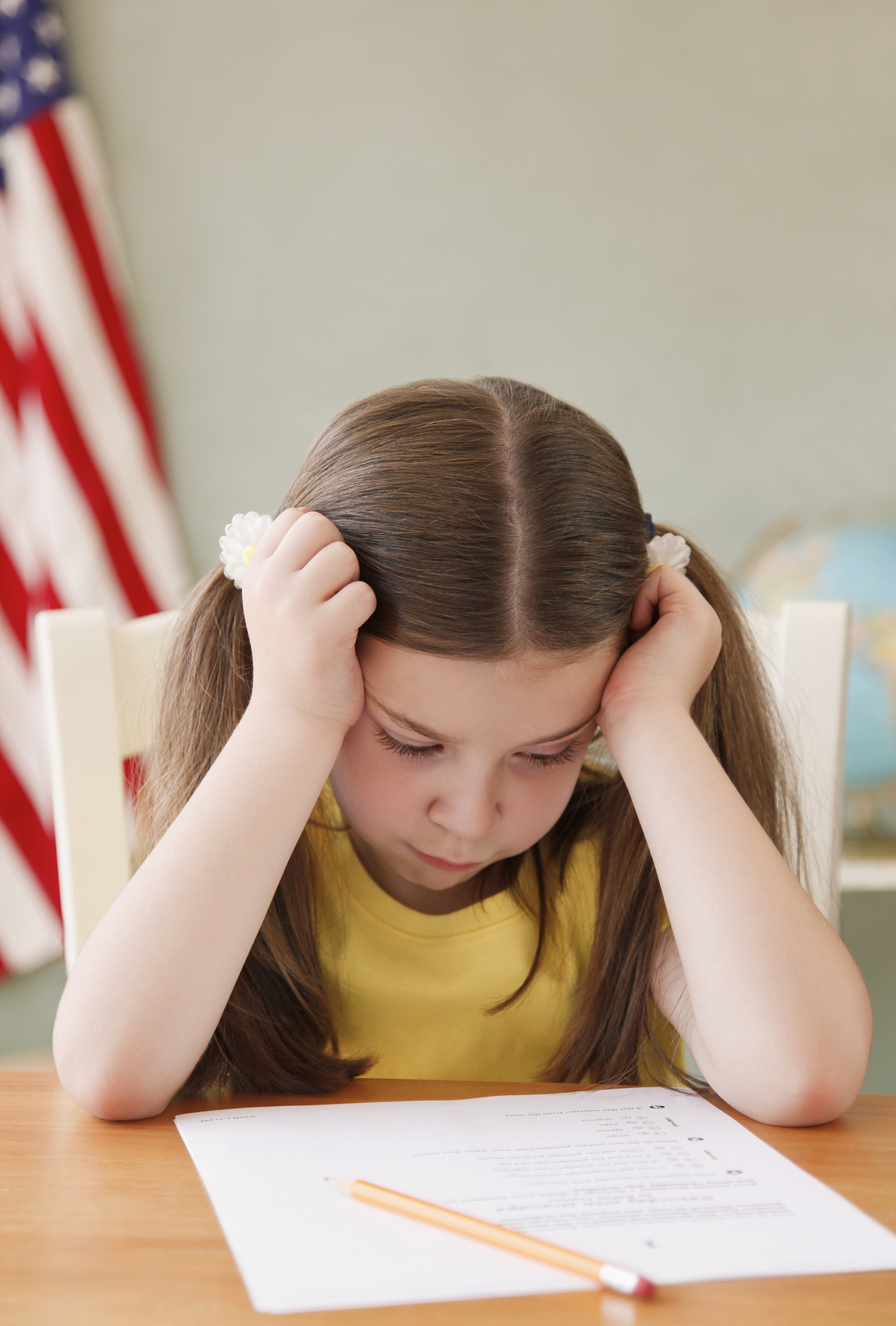 child studying