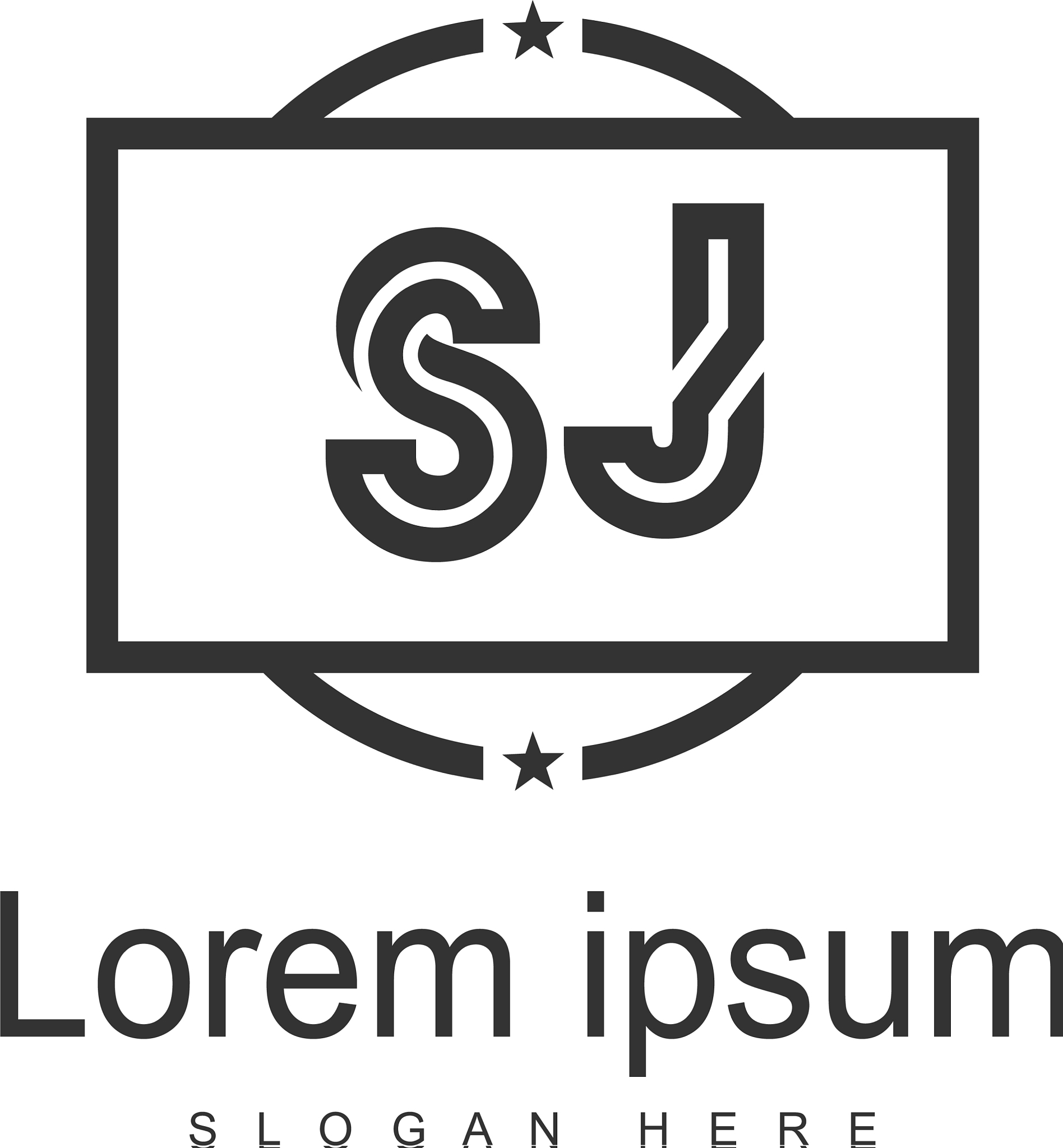 initial sj logo template with modern frame