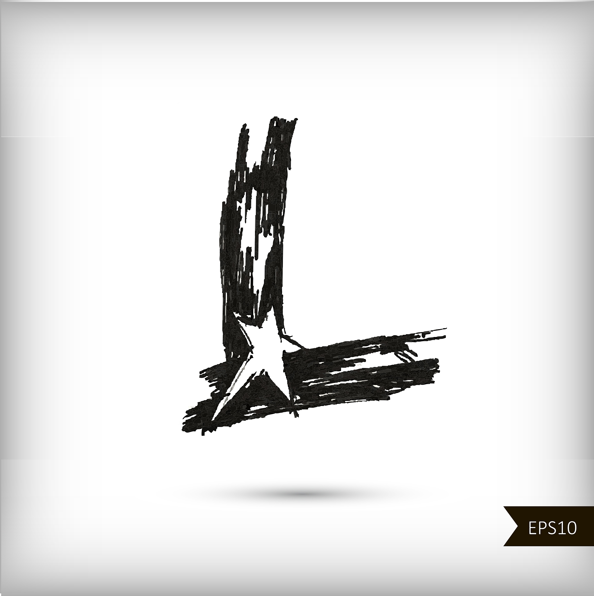 calligraphic watercolor letter l