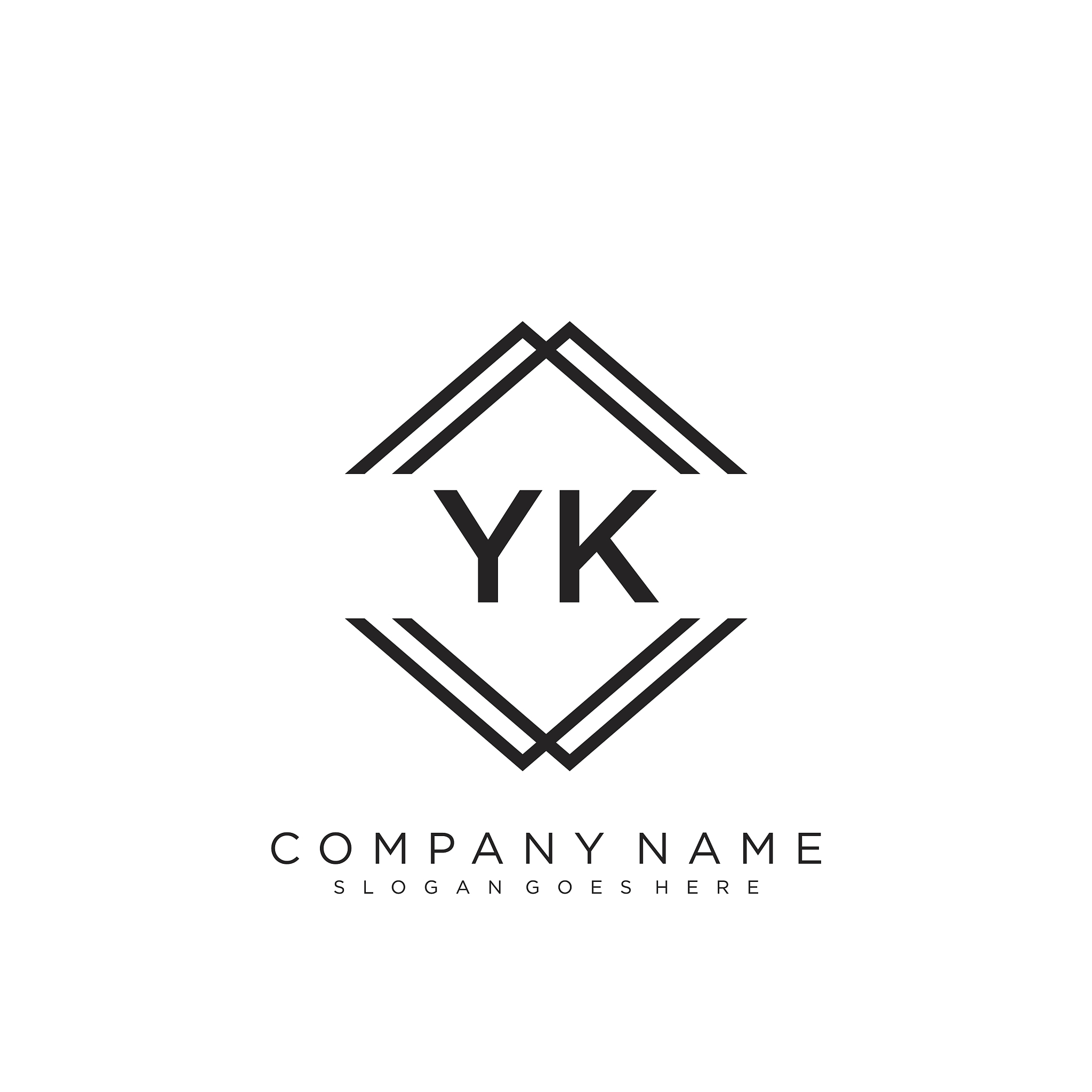 yk initial handwriting logo design