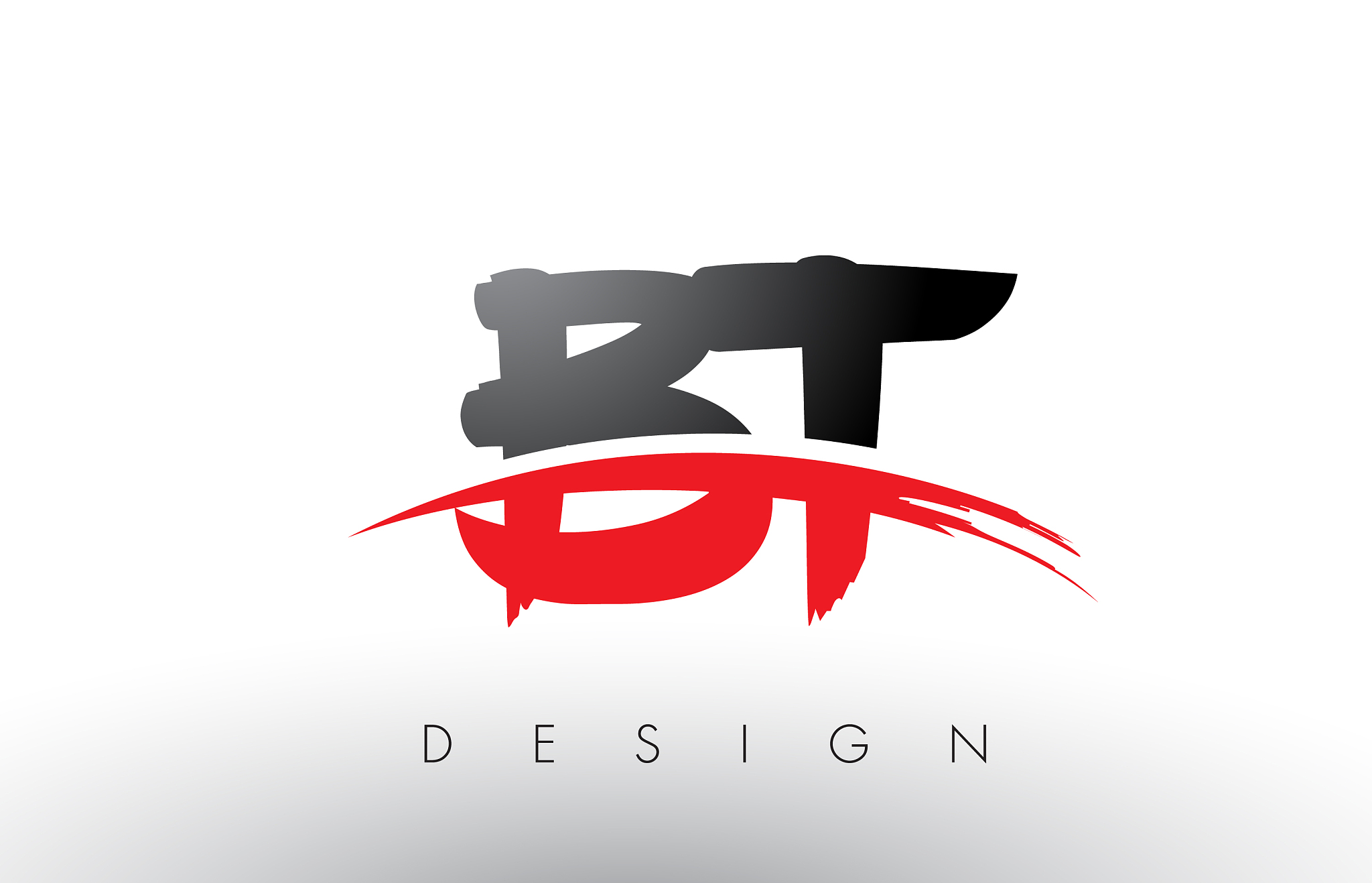 bt b t brush logo letters with red and black