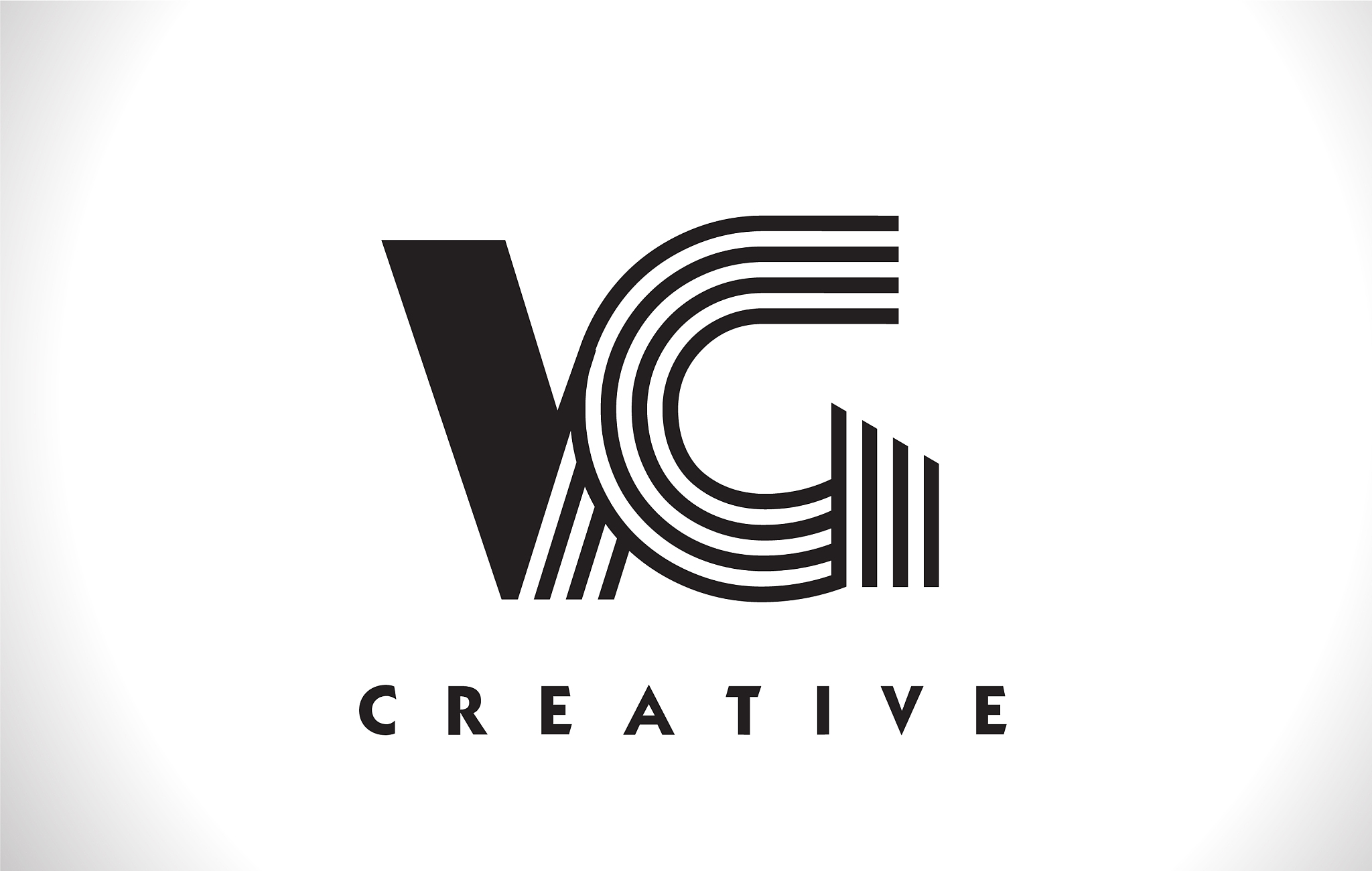 vg logo letter with black lines design line letter