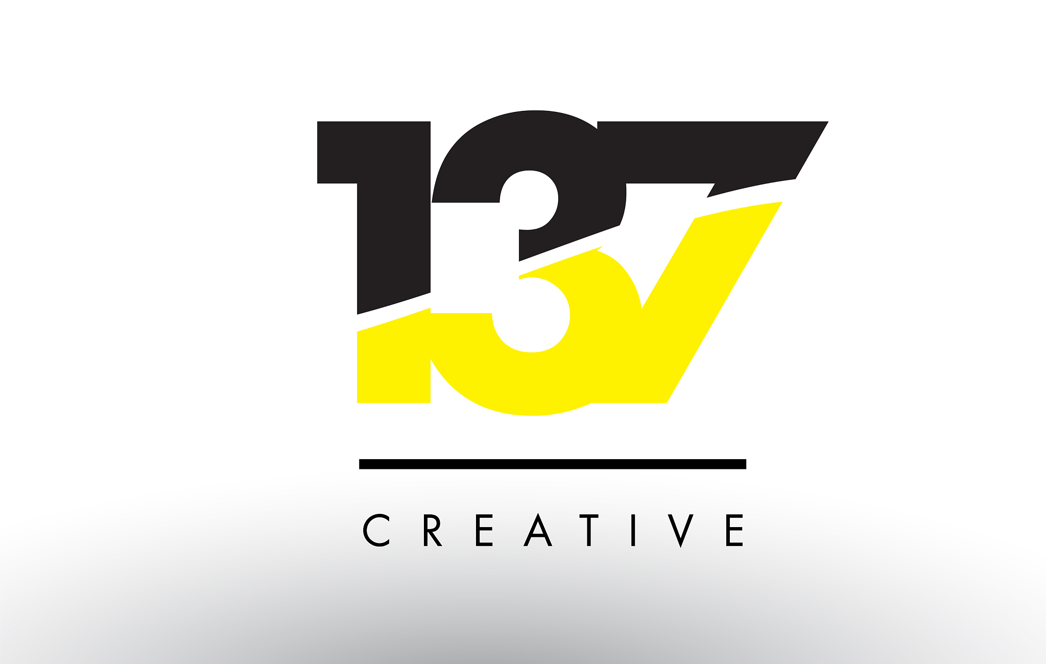 137 black and yellow number logo design