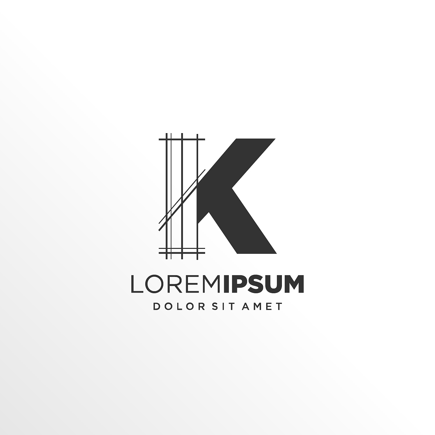 letter k logo design with architecture element