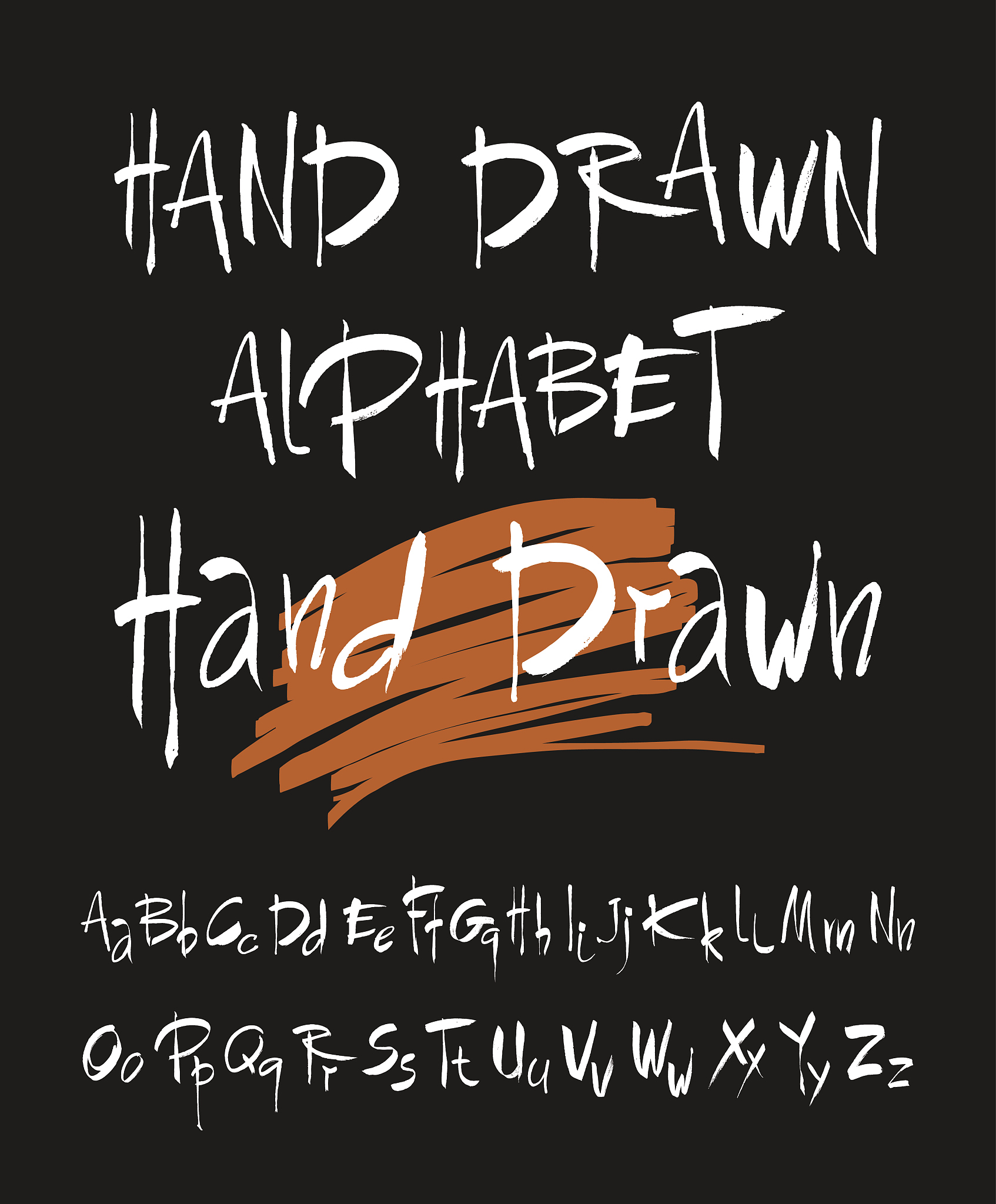 hand drawn alphabet in retro style. abc for your design.
