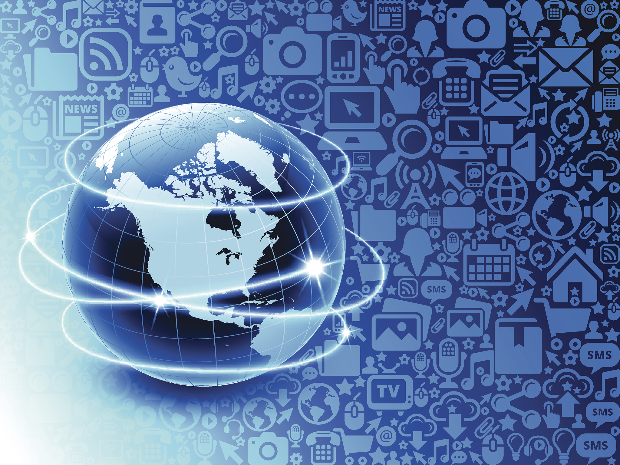 world map globe on modern technology & communication