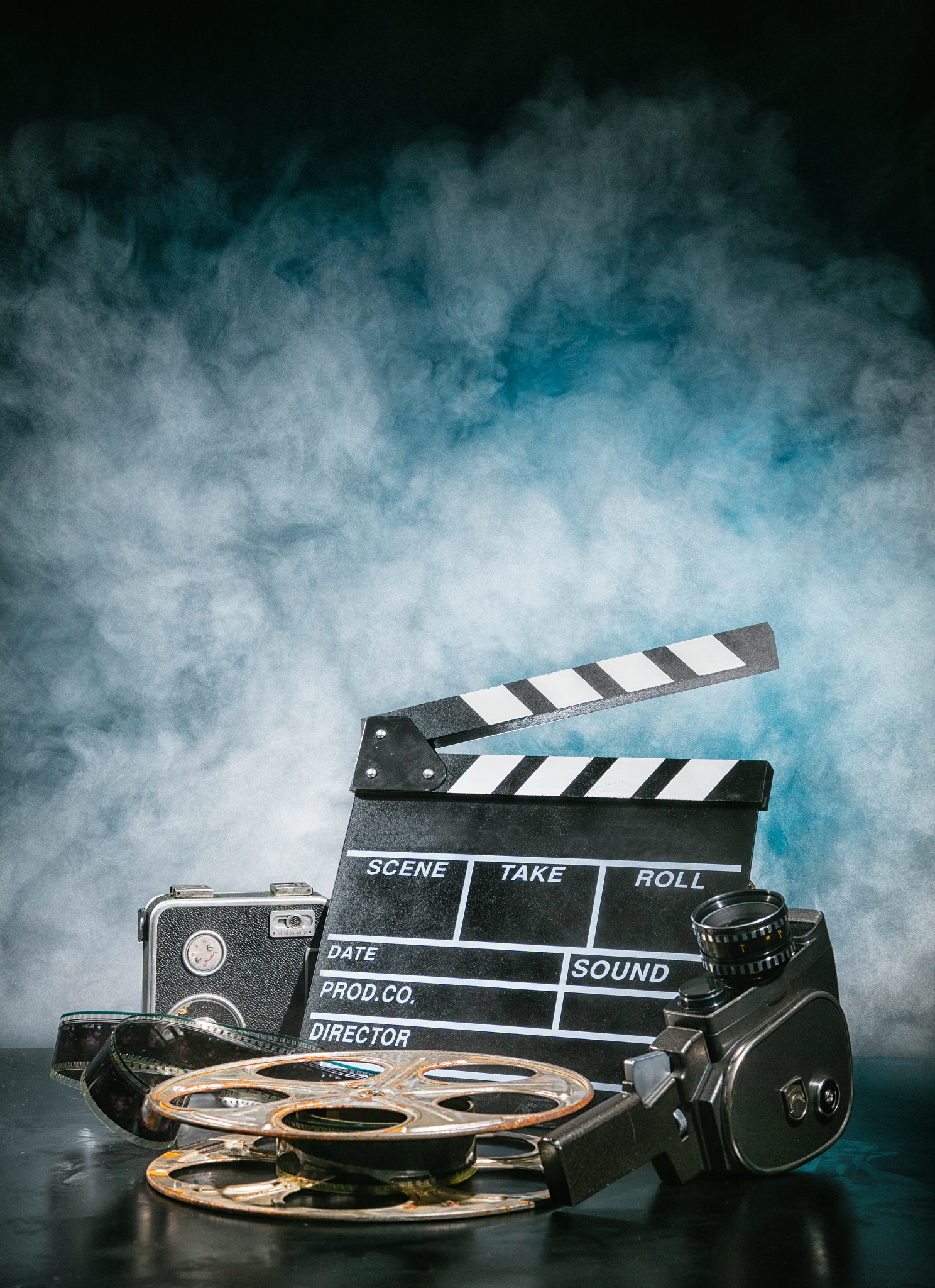 retro film production accessories still life