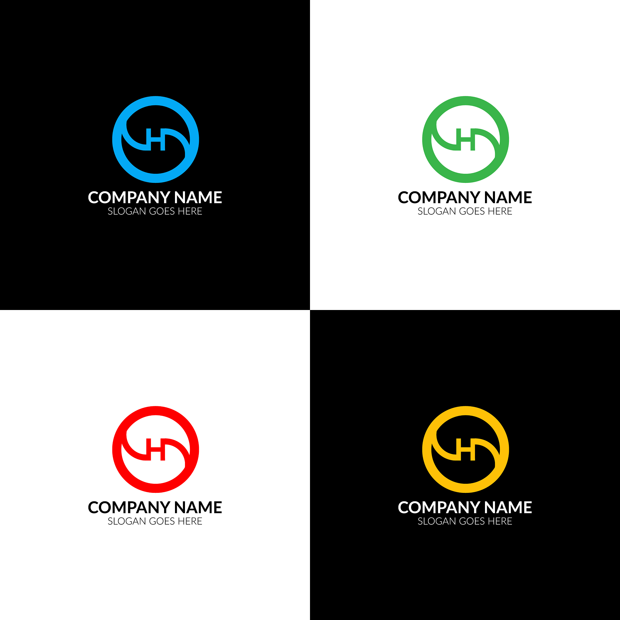 letter h in circle logo icon flat design