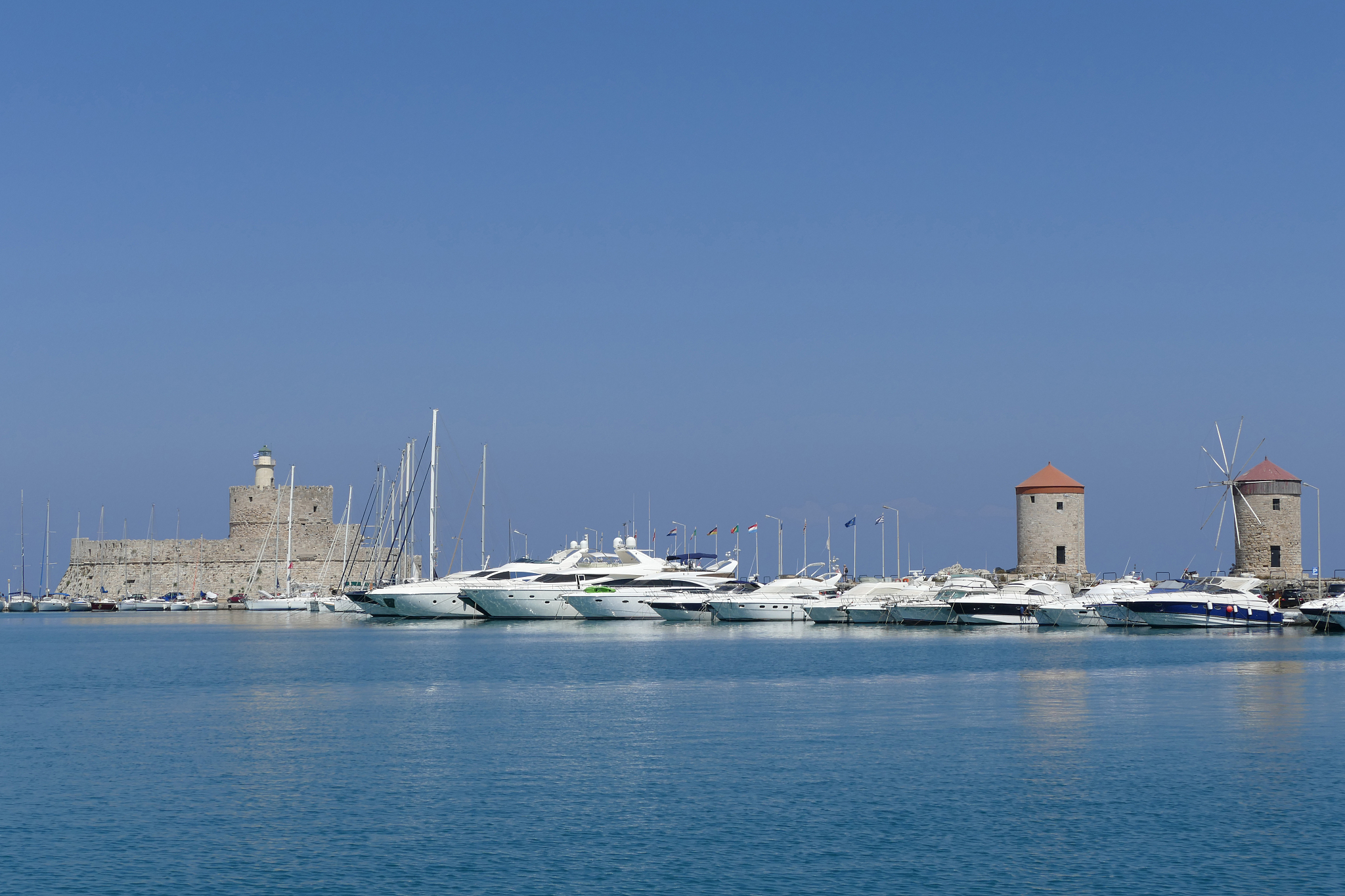 yachts in rhodes harbour, greece
