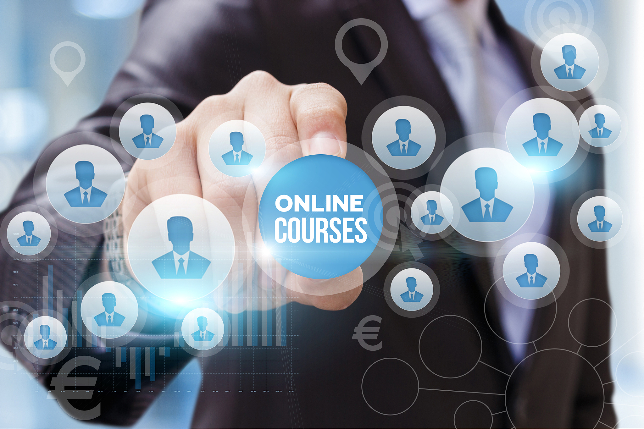 businessman announces online courses .