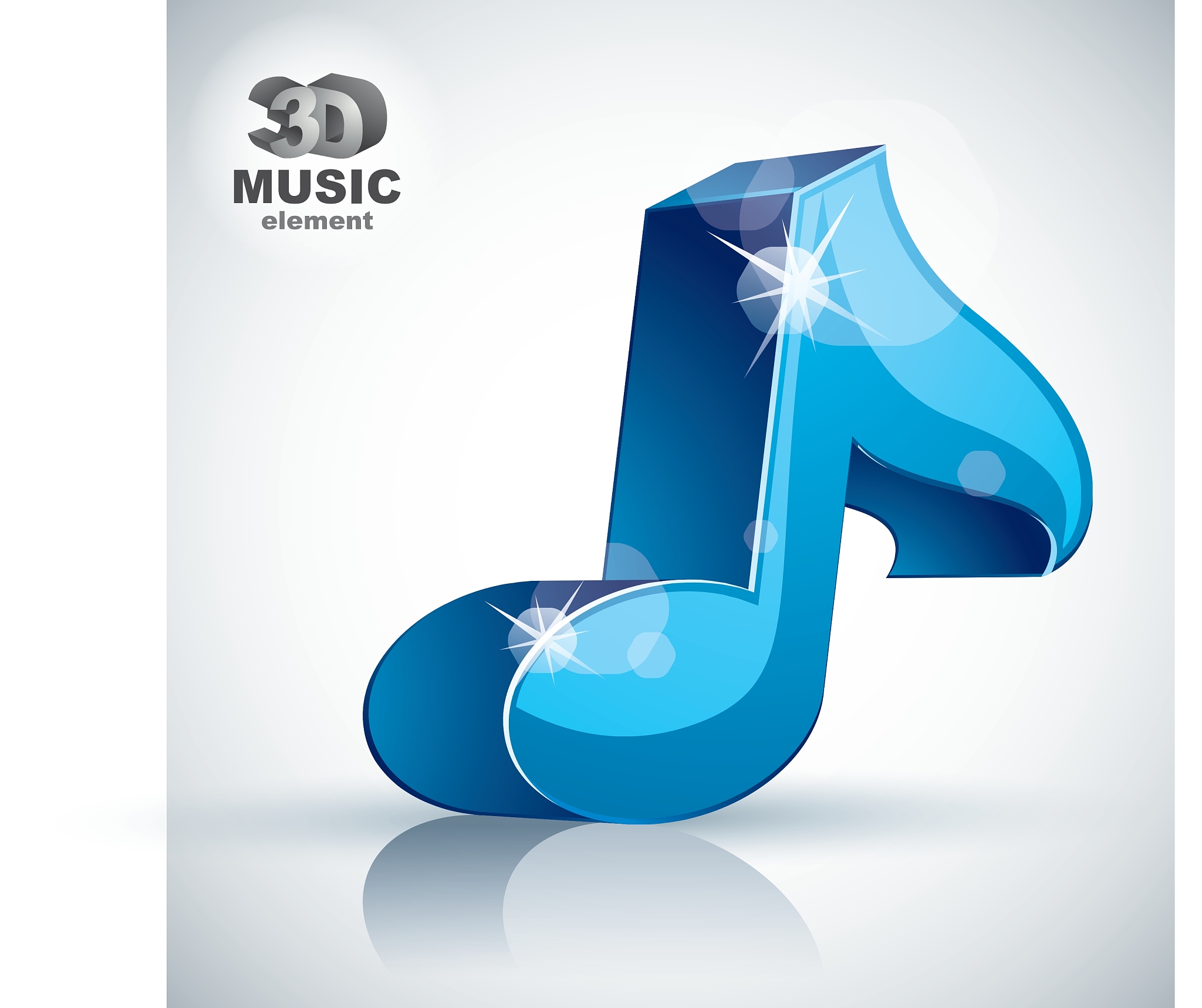 blue musical note 3d modern icon isolated
