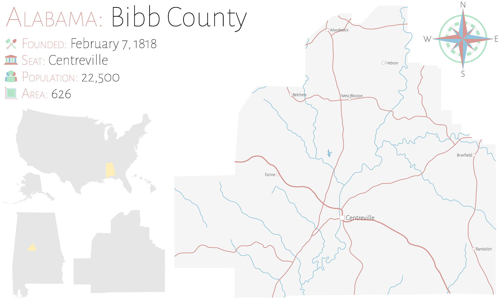 map of bibb county in alabama