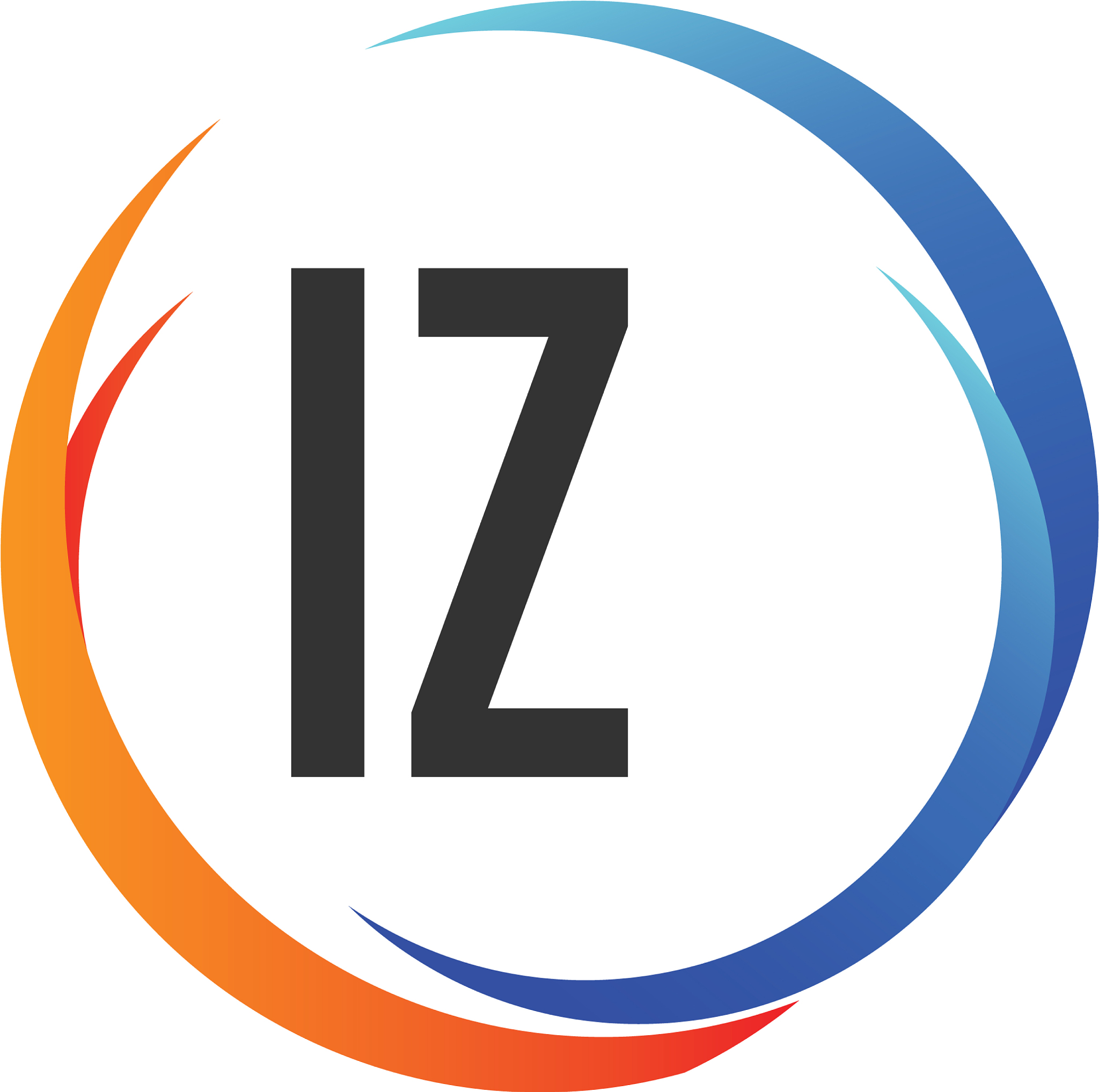 initial letter iz creative swoosh design logo