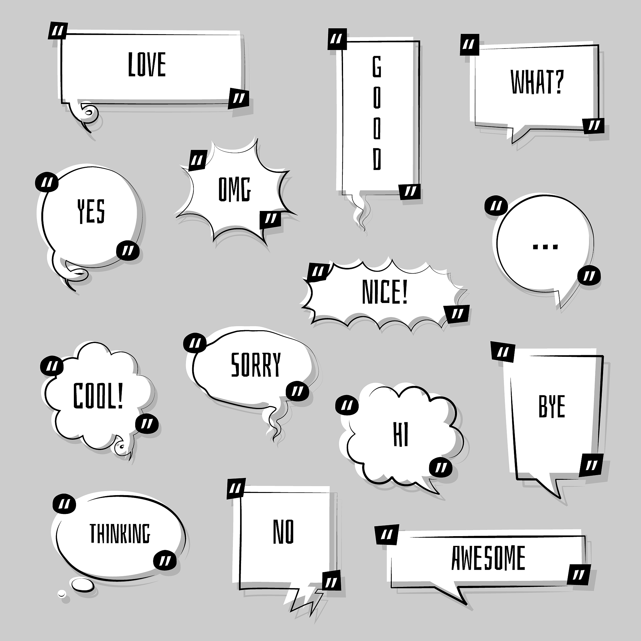 collection set of hand drawing line frame border, speech bubble 