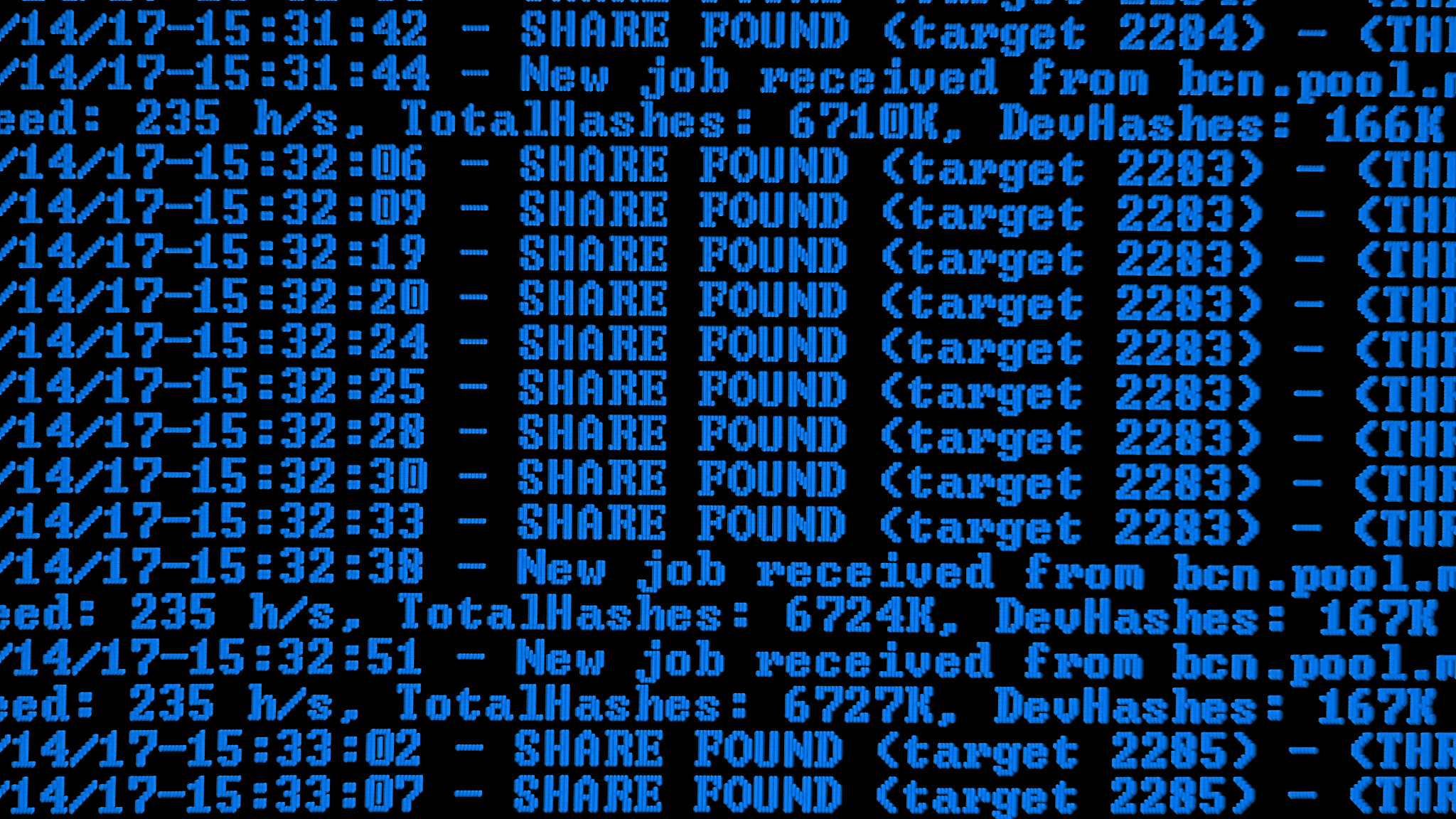 mining cryptocurrency process program on display pc. using softw