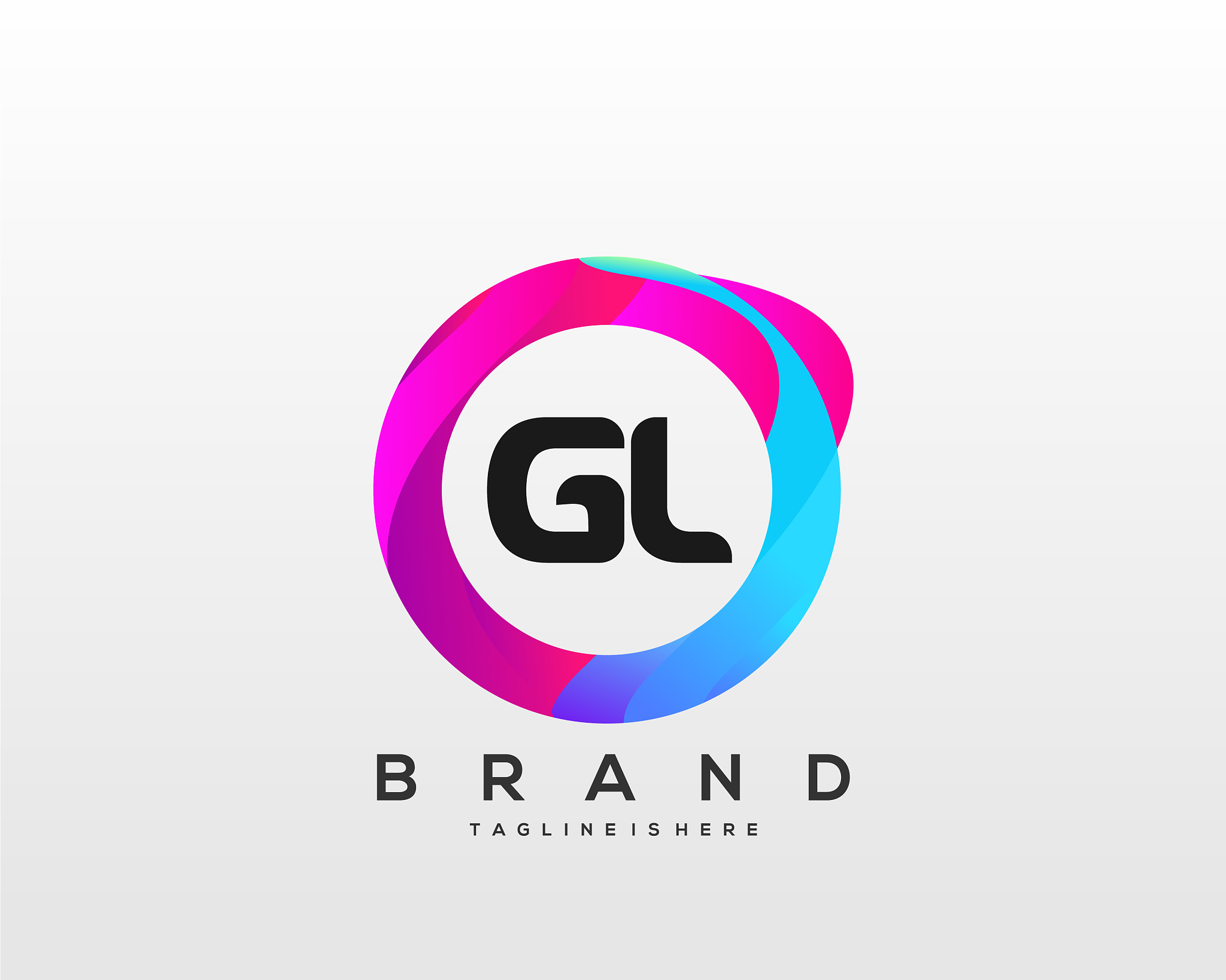 letter gl gradient color logo design