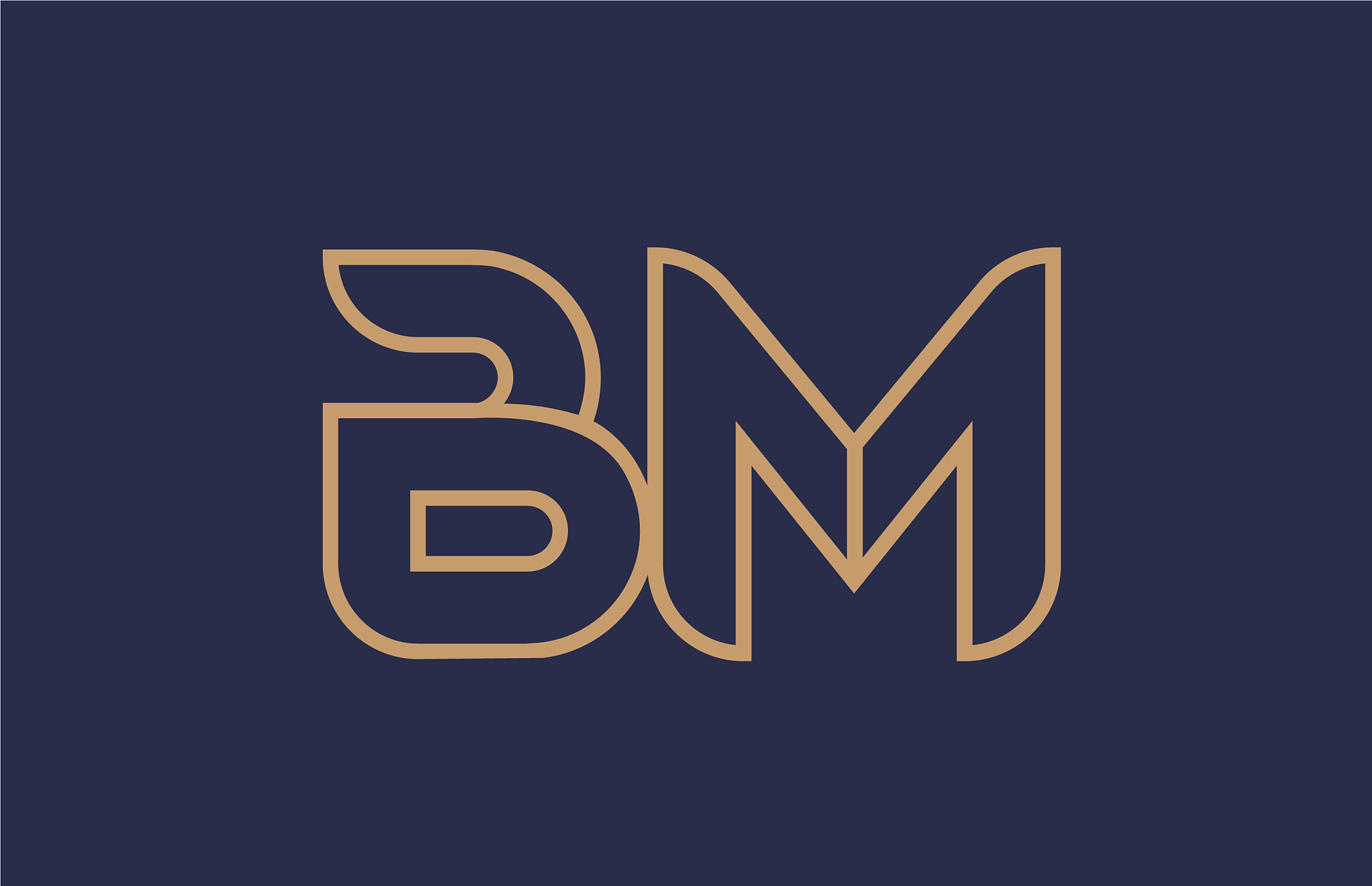 brown blue line alphabet letter bm b m logo