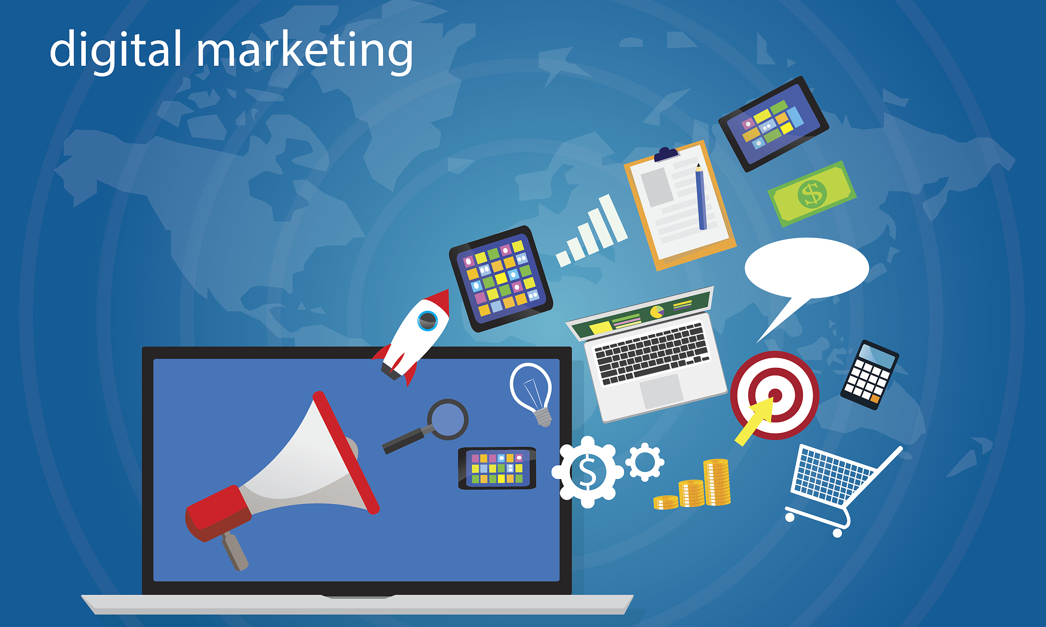 business concept. internet online digital marketing vector