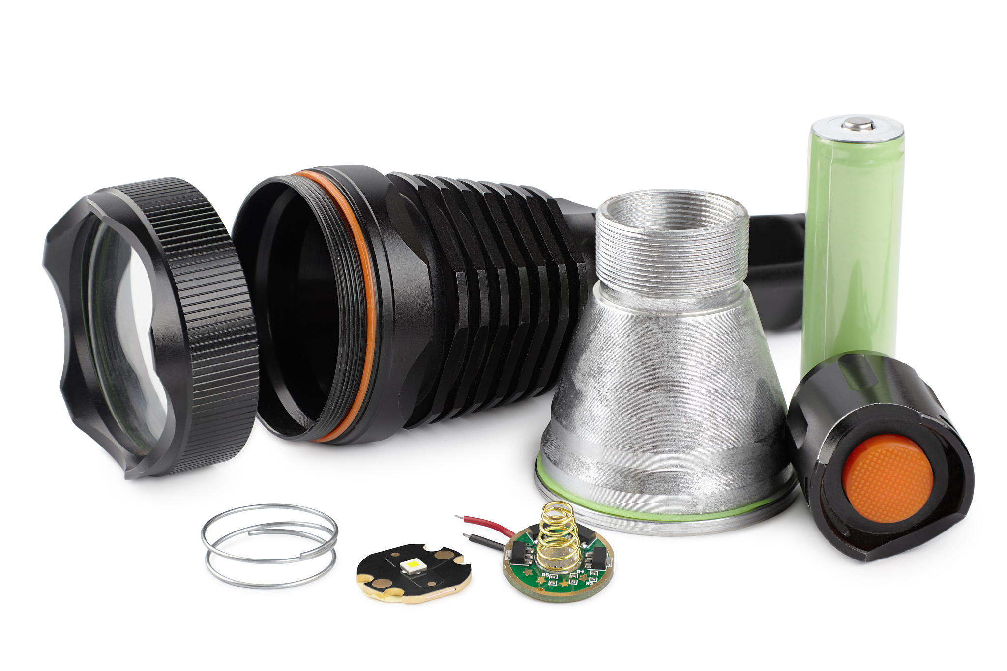 details for assembling and repairing a led flashlight